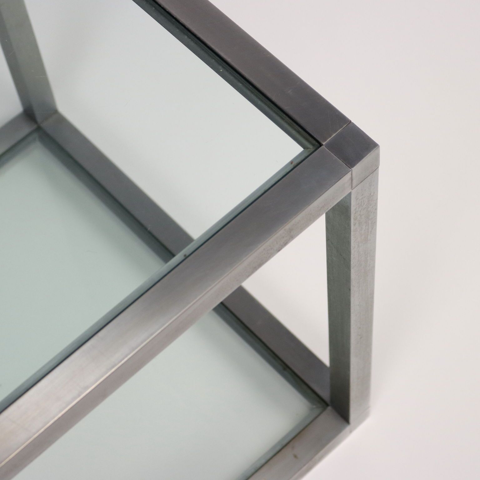 Vintage 1960s Cubic Coffee Table Glass Metal Italy photo 360.0