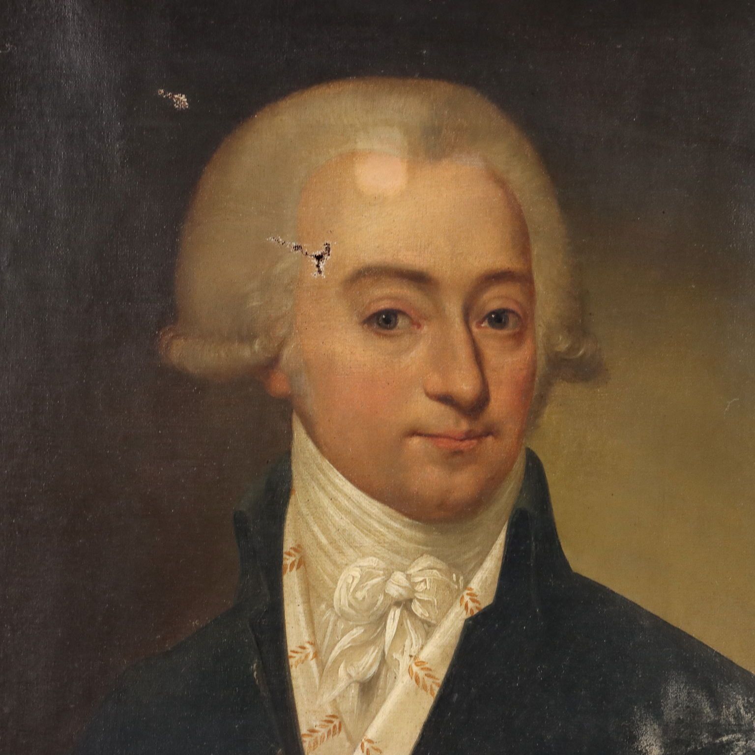 Antique Painting Male Portrait Oil On Canvas XVIII XIX Century photo for sale