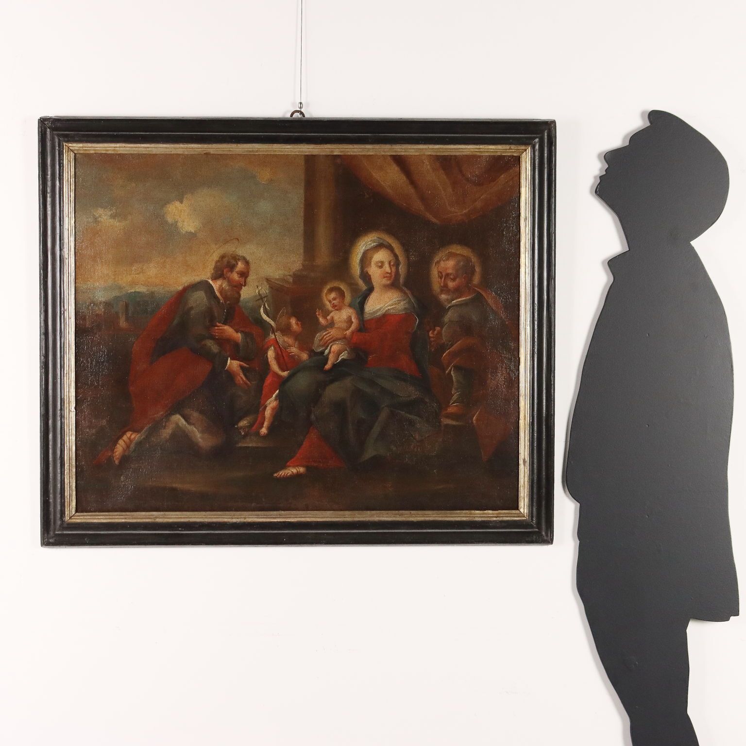 The Holy Family With Saints Antique Painting XVII XVIII Century photo furniture