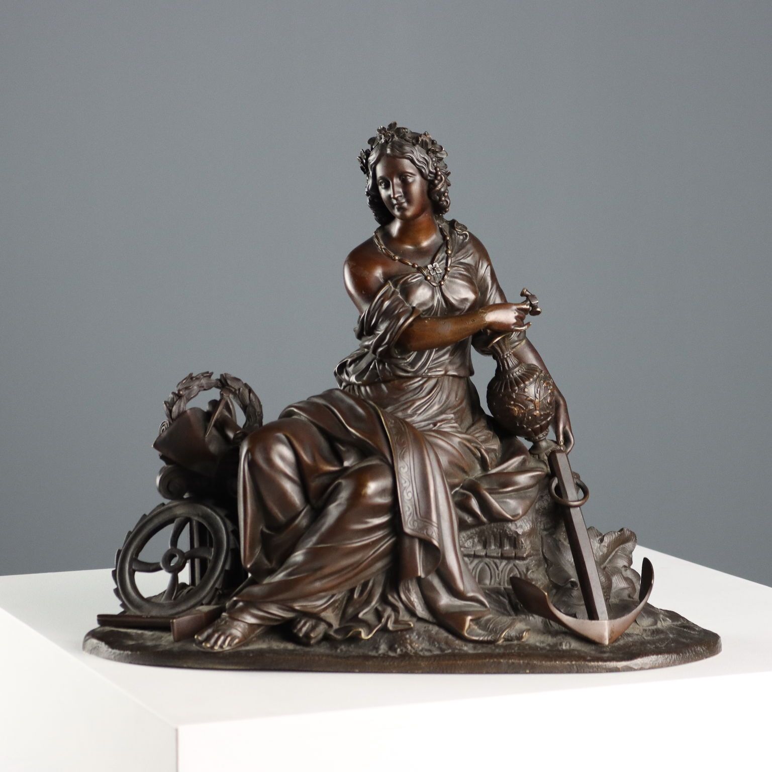 Antique Bronze Figure Of A Young Woman Moreau Manufactory '900