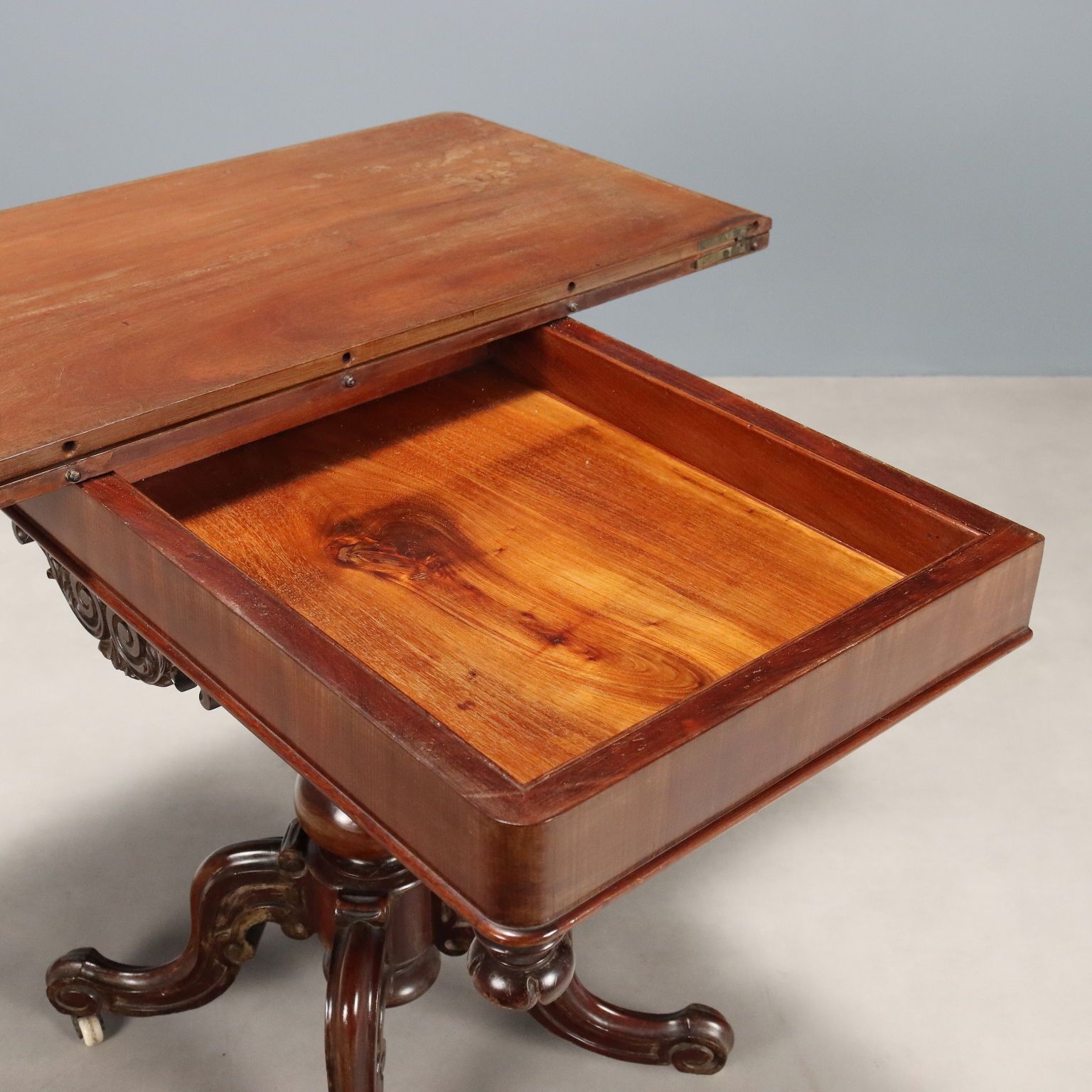 Antique Game Table Louis Philippe Carved Mahogany XIX Century photo 690.0
