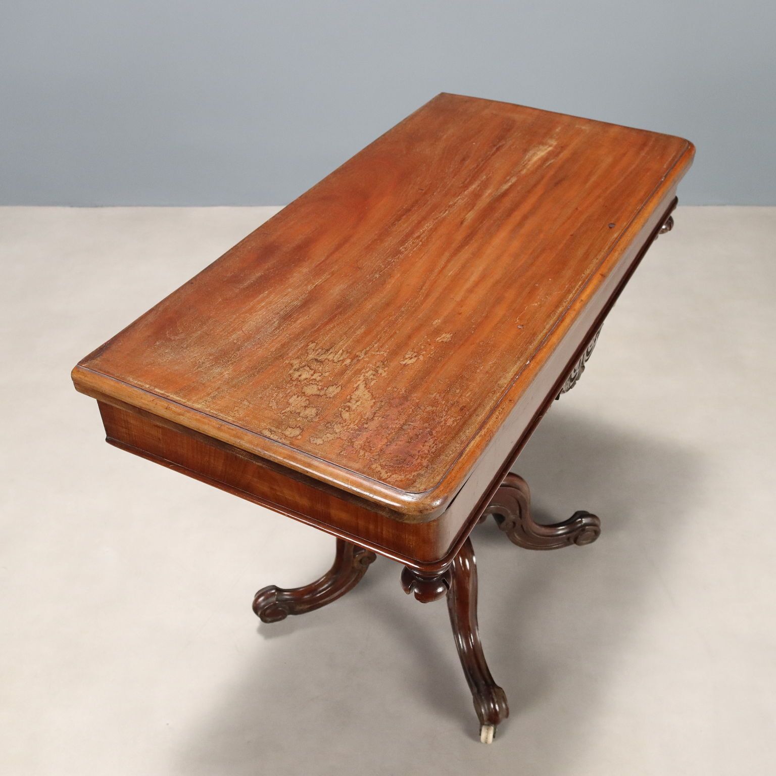 Antique Game Table Louis Philippe Carved Mahogany XIX Century photo vinterior