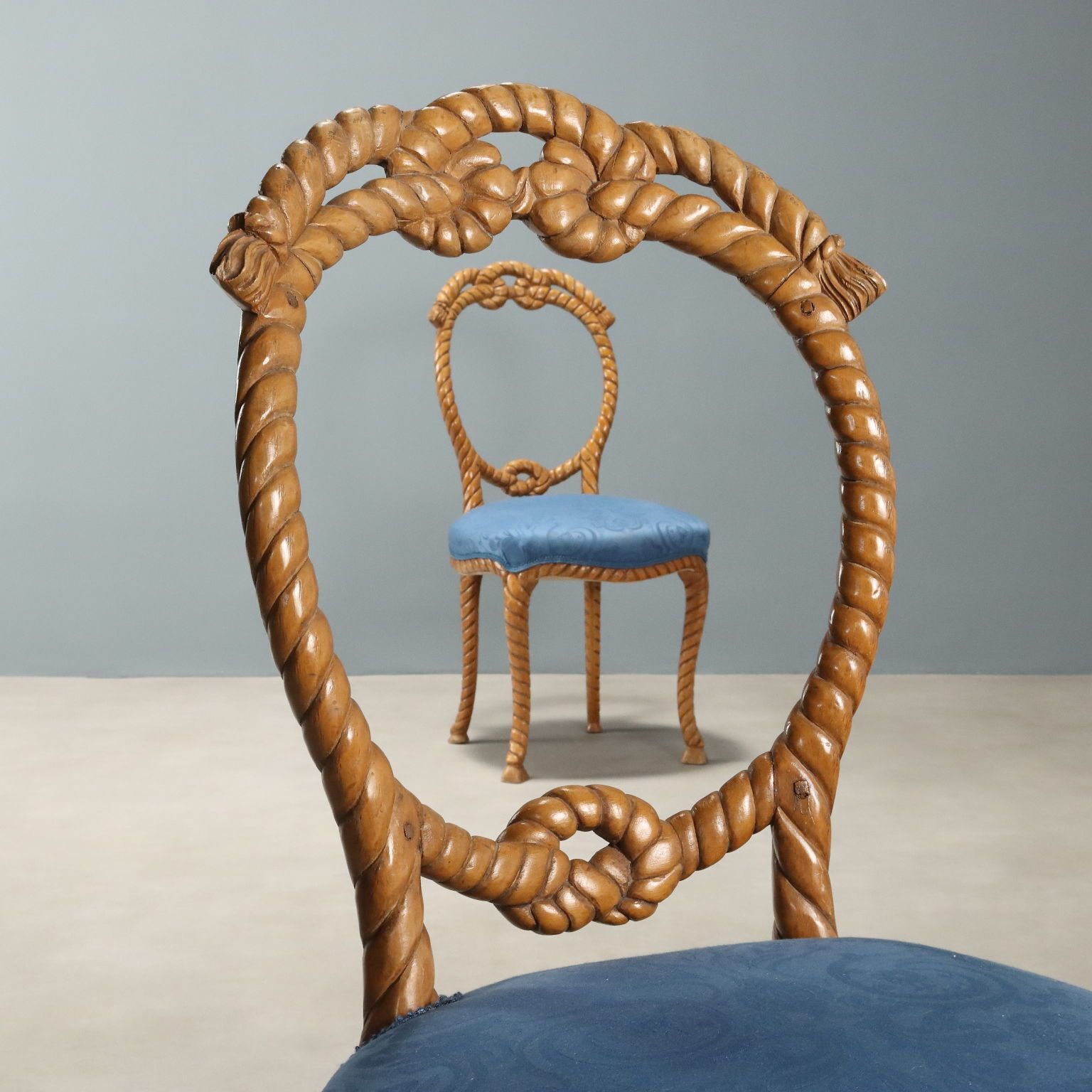 Antique Chairs Carved Beech Padded Seat Italy XIX Century photo for sale