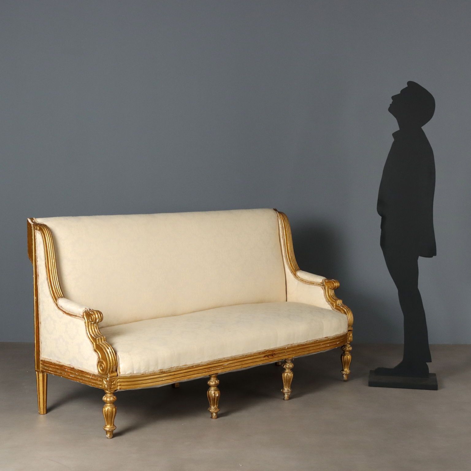 Sofa Neoclassical Style Carved Wood Italy XIX Century photo for sale