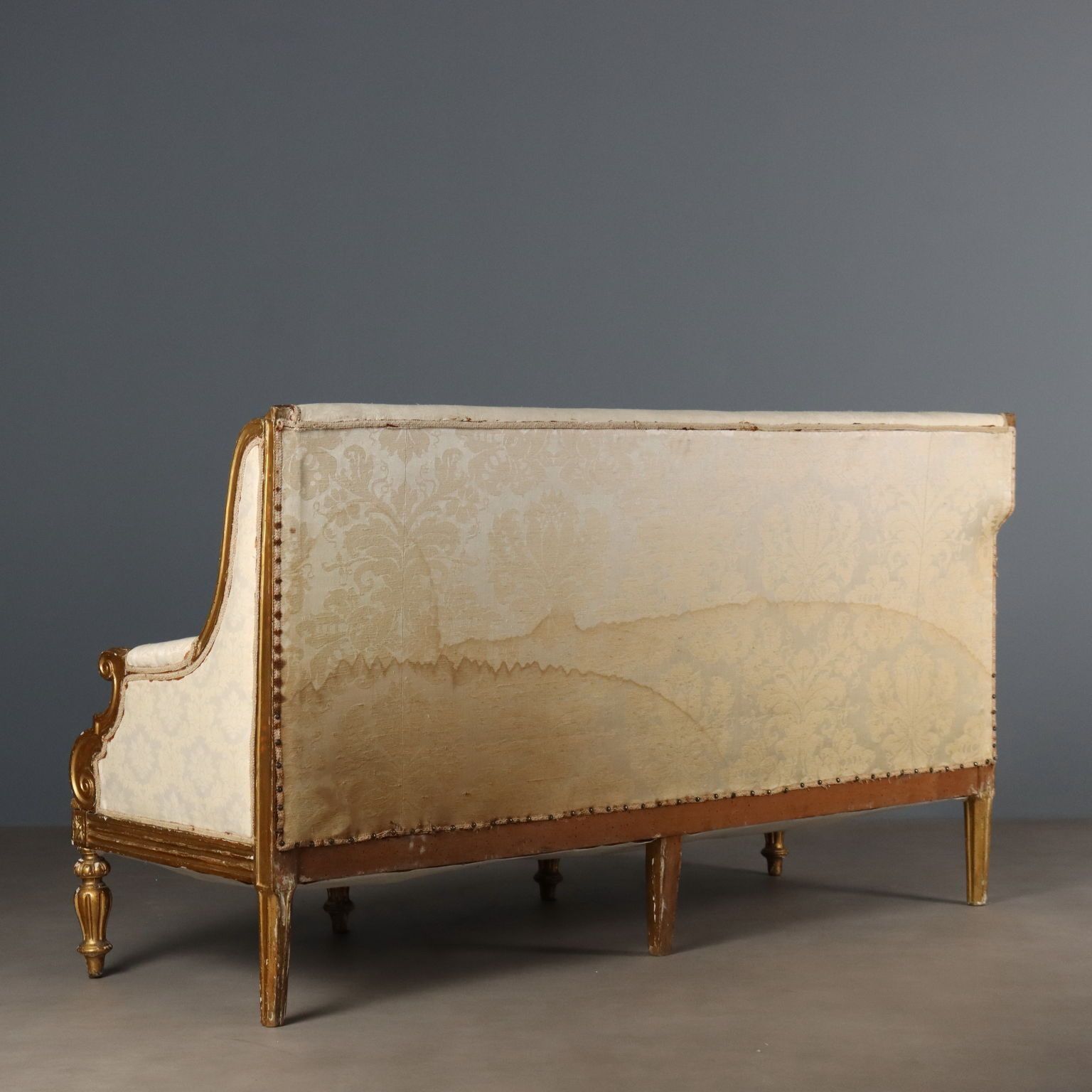 Sofa Neoclassical Style Carved Wood Italy XIX Century photo vintage