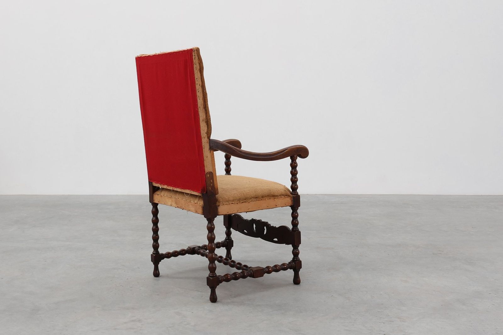 photo buy Antique Belgian Baroque Armchair In Wood And Leather, 1700s