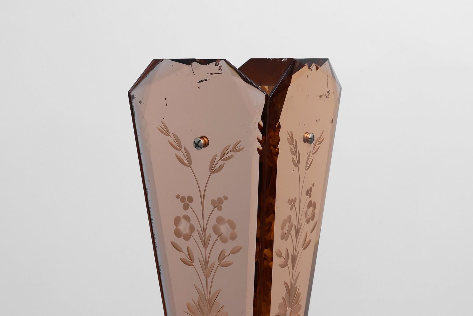 Art Deco Vase In Glass, Mirrored Glass And Wood, France, 1920s photo for sale