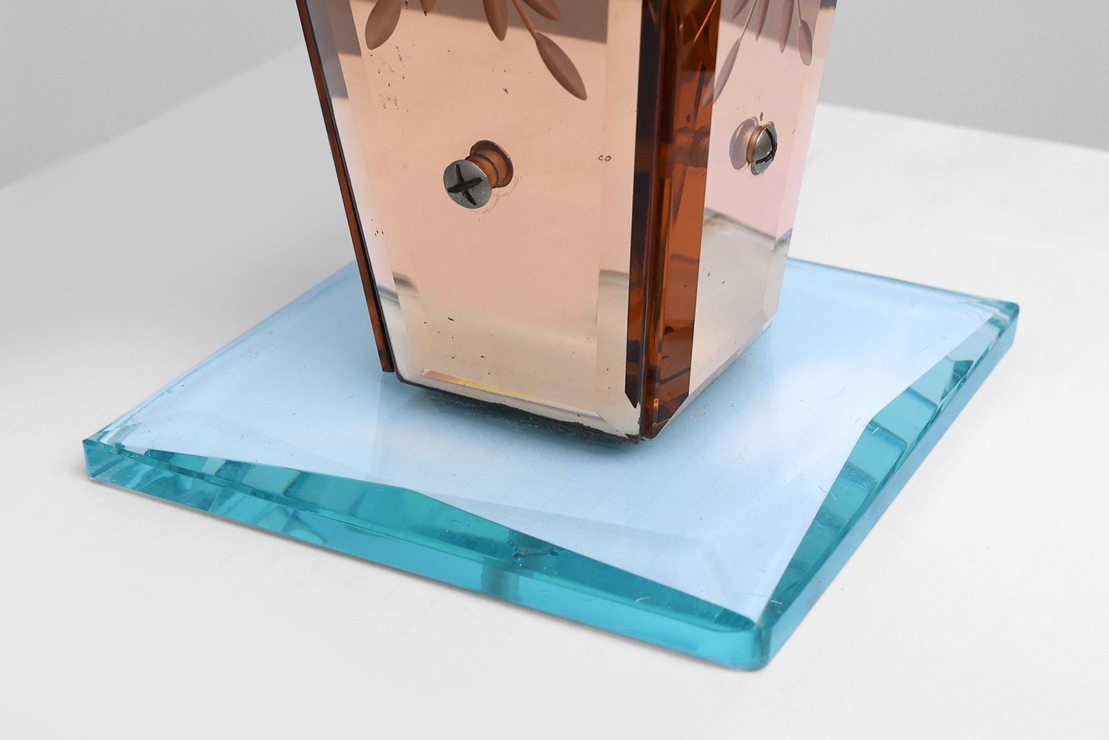 Art Deco Vase In Glass, Mirrored Glass And Wood, France, 1920s photo buy