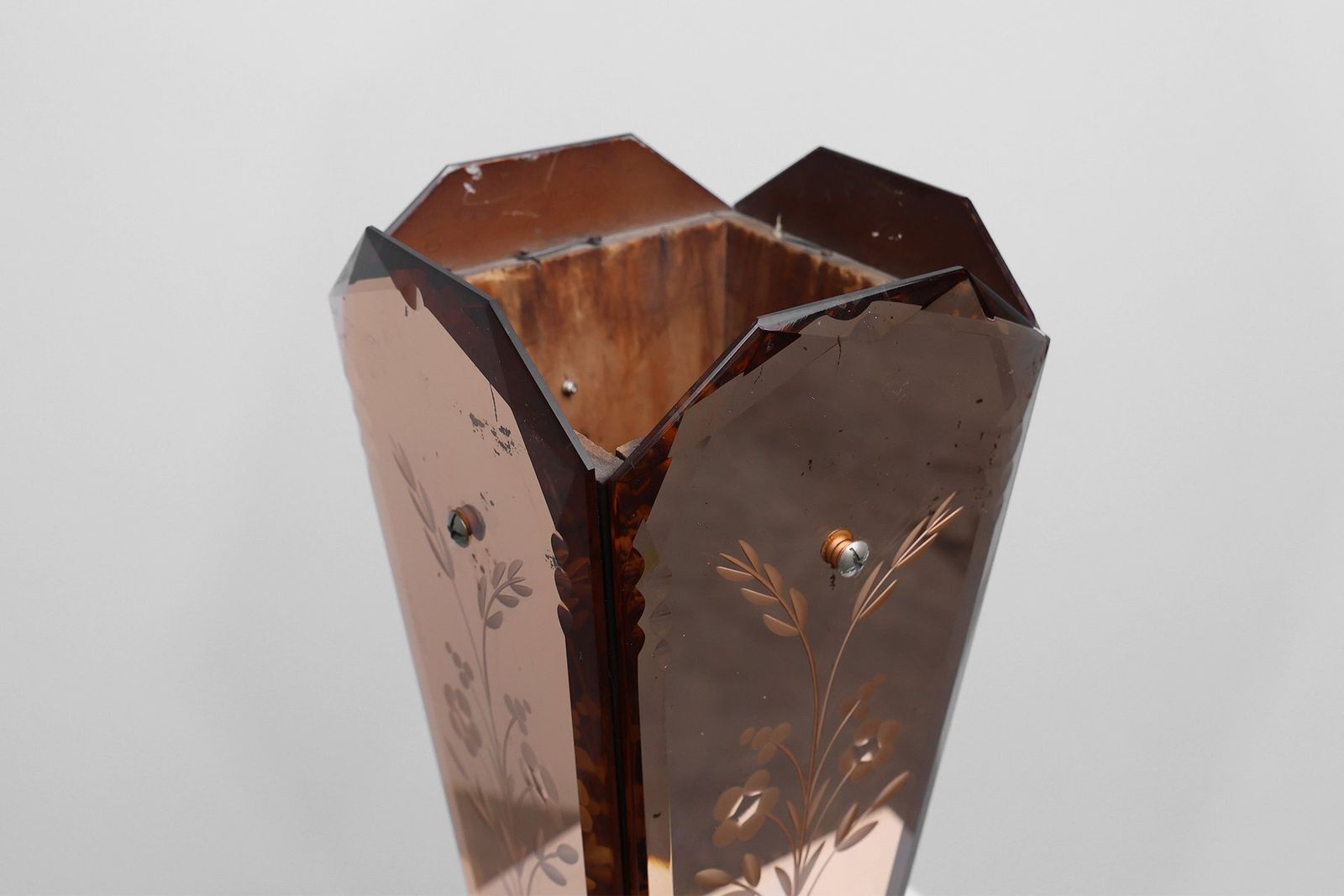 photo furniture Art Deco Vase In Glass, Mirrored Glass And Wood, France, 1920s