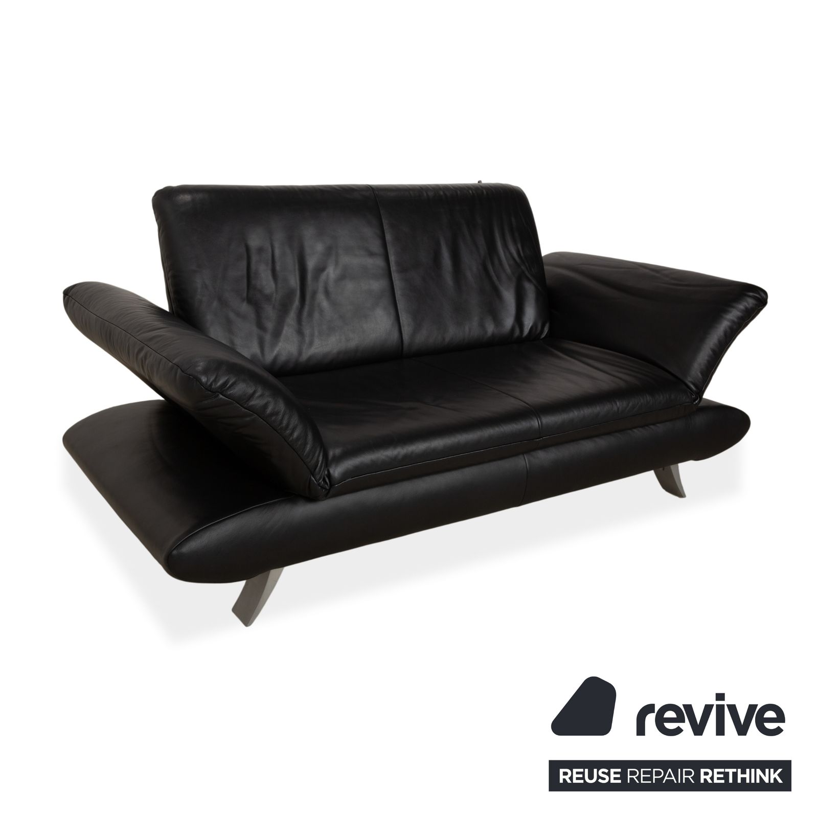 Koinor Rossini Two Seater Leather Sofa Black Manual Function photo Furniture