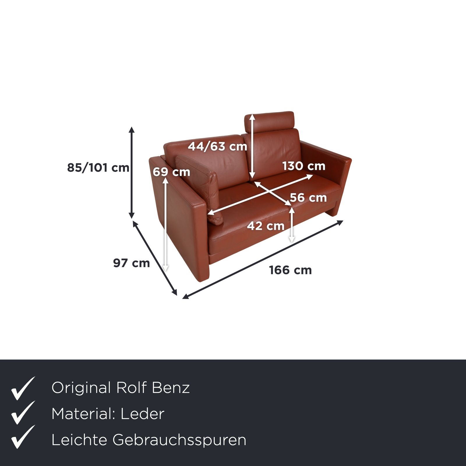 Canapé 2 places Rolf Benz Ego en cuir marron photo furniture