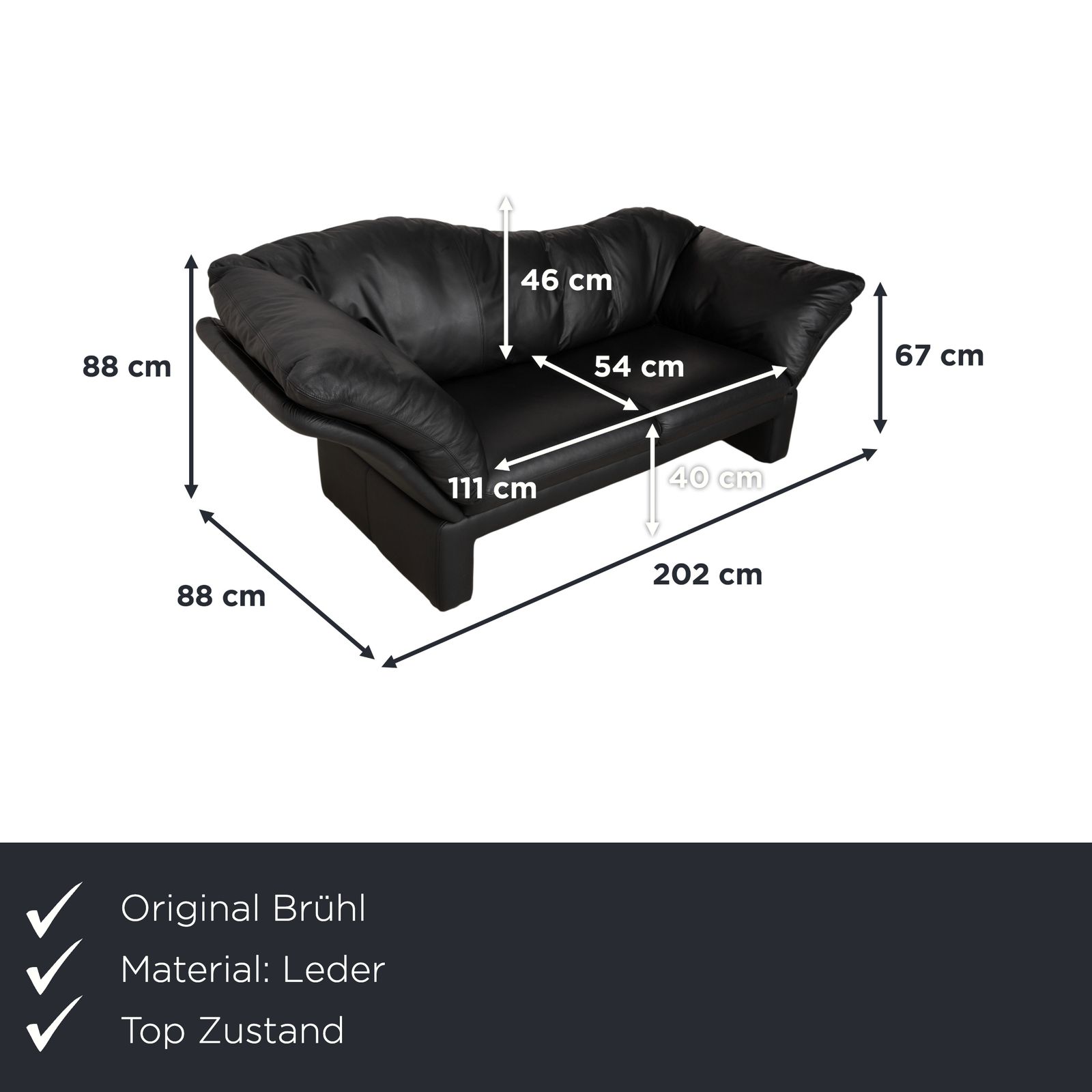 Brühl Prelude Two Seater Sofa Black photo furniture