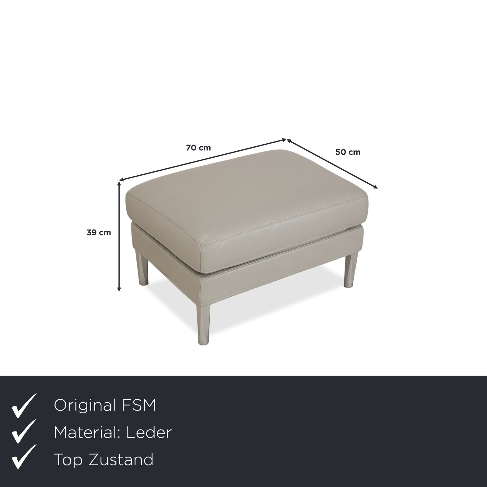 Tabouret Fsm Clarus en cuir gris pebble photo furniture