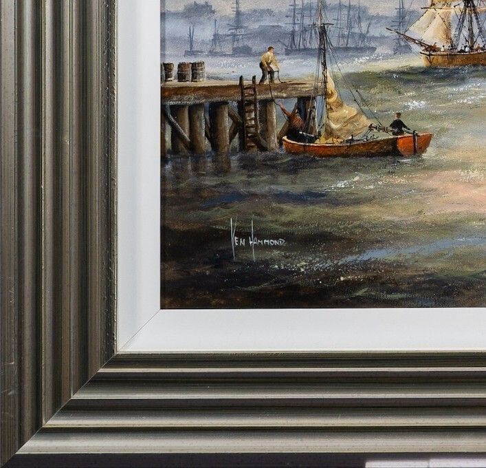 Ken Hammond (British B.1948) Large Superb Maritime Ships Seascape Oil Painting photo vinterior