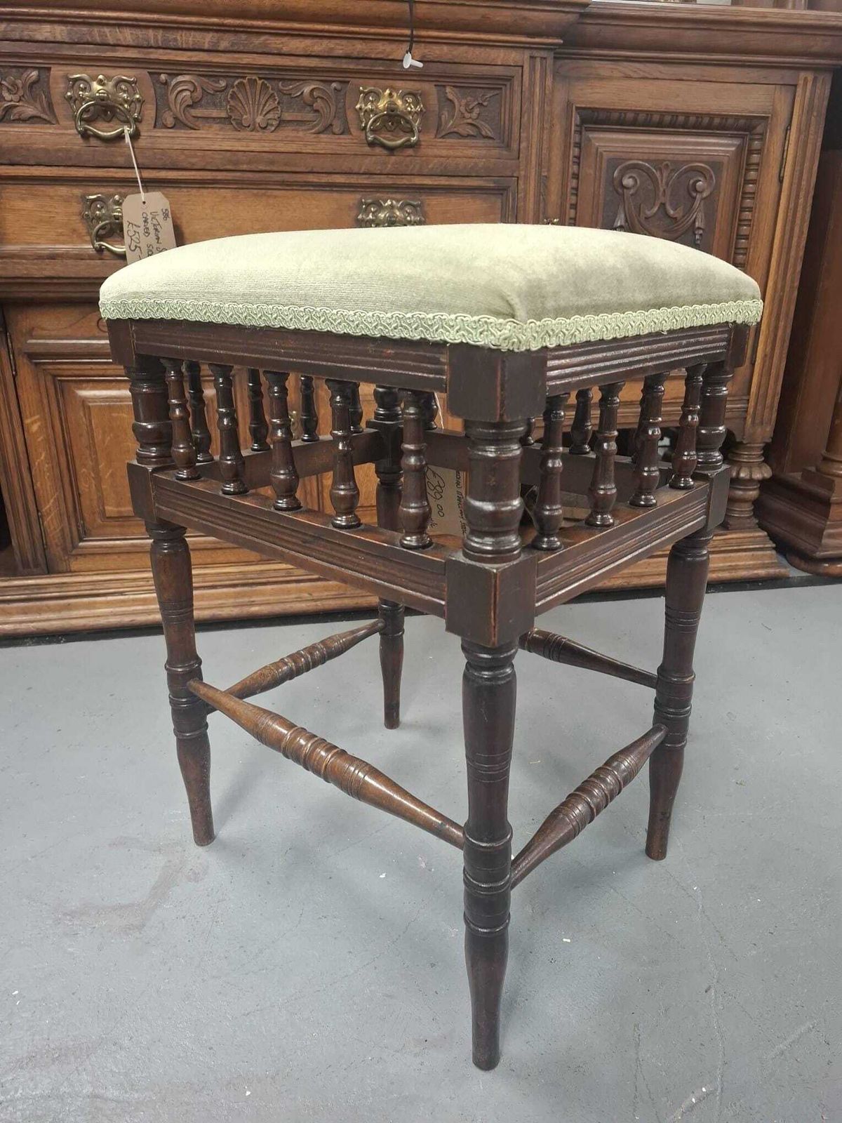 Edwardian Mahogany Spindle And Turned Leg Piano Stool