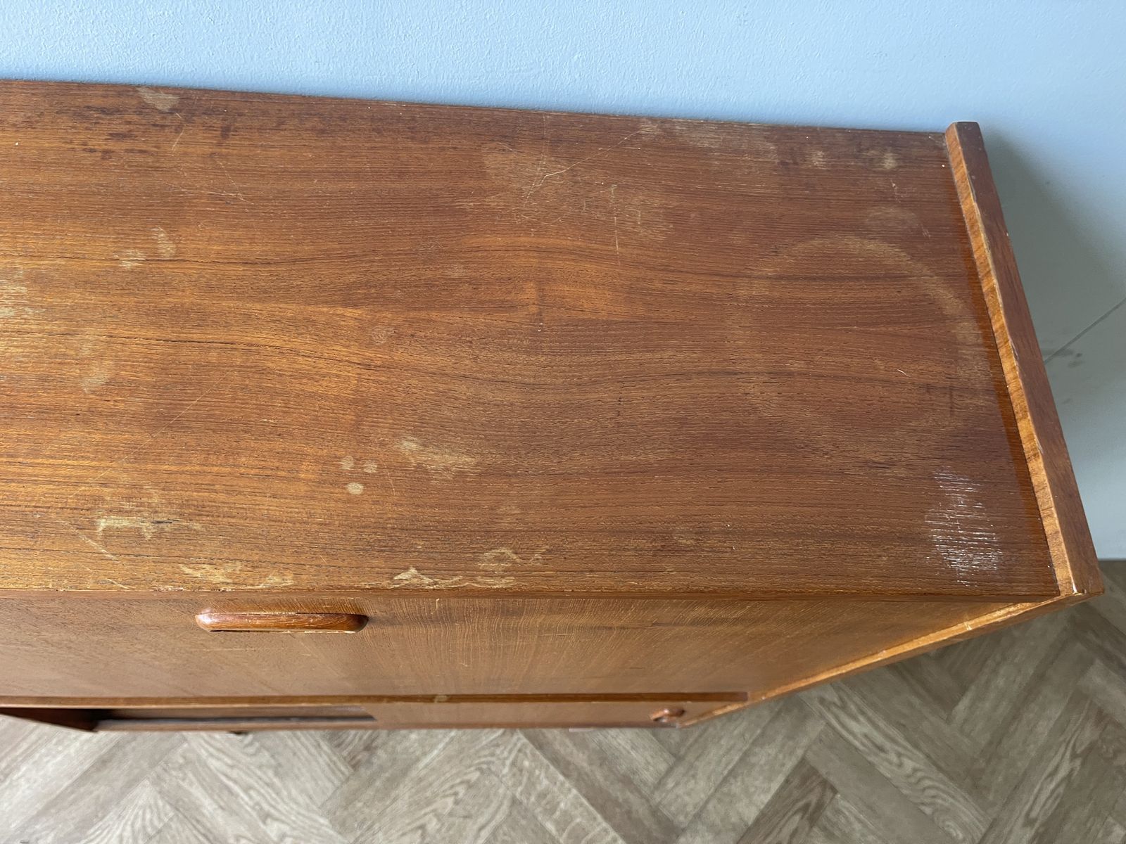 photo vintage Mid Century Modern Vintage Retro Teak Writing Bureau Desk Cabinet