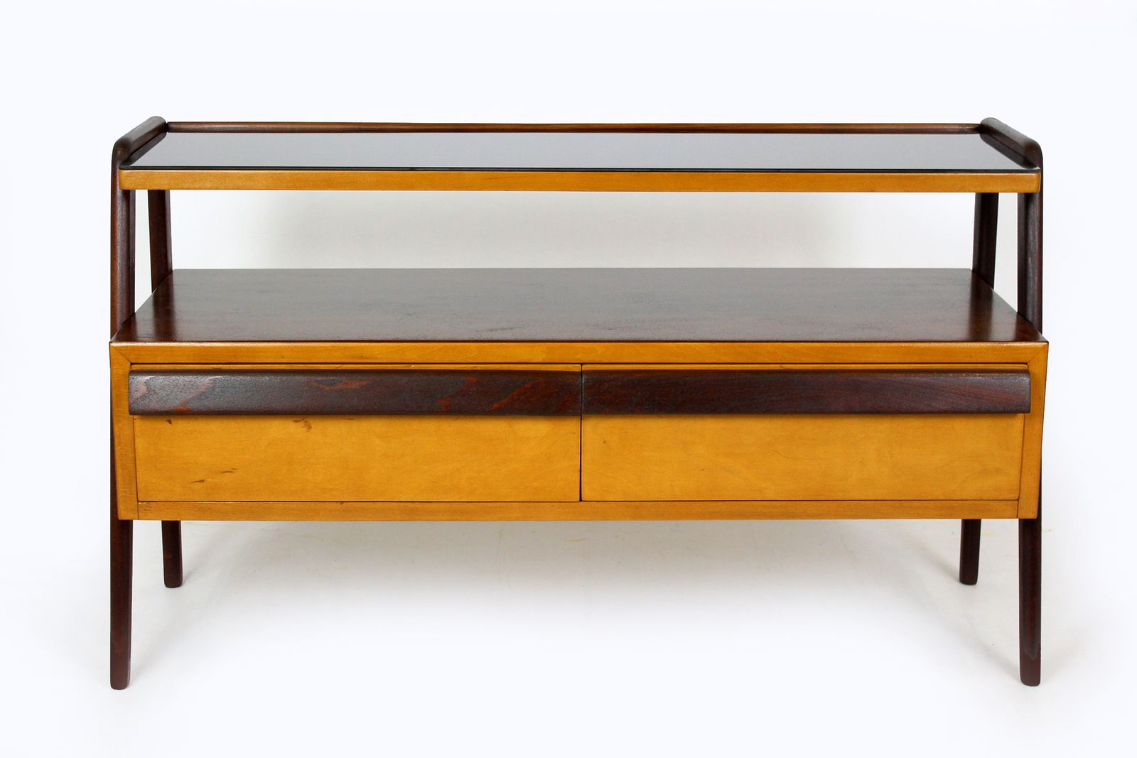 photo for sale Czech Mid Century Jitona Mahogany Nightstands Bedroom Set, Fully Restored 1960s