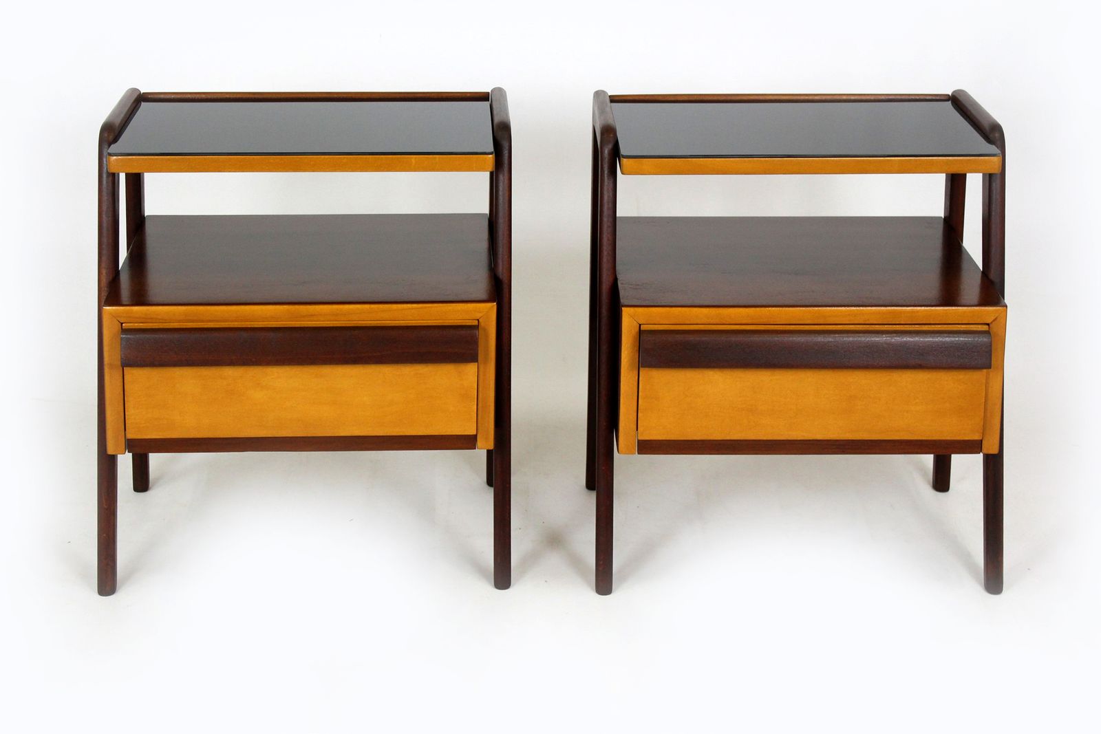 photo vinterior Czech Mid Century Jitona Mahogany Nightstands Bedroom Set, Fully Restored 1960s