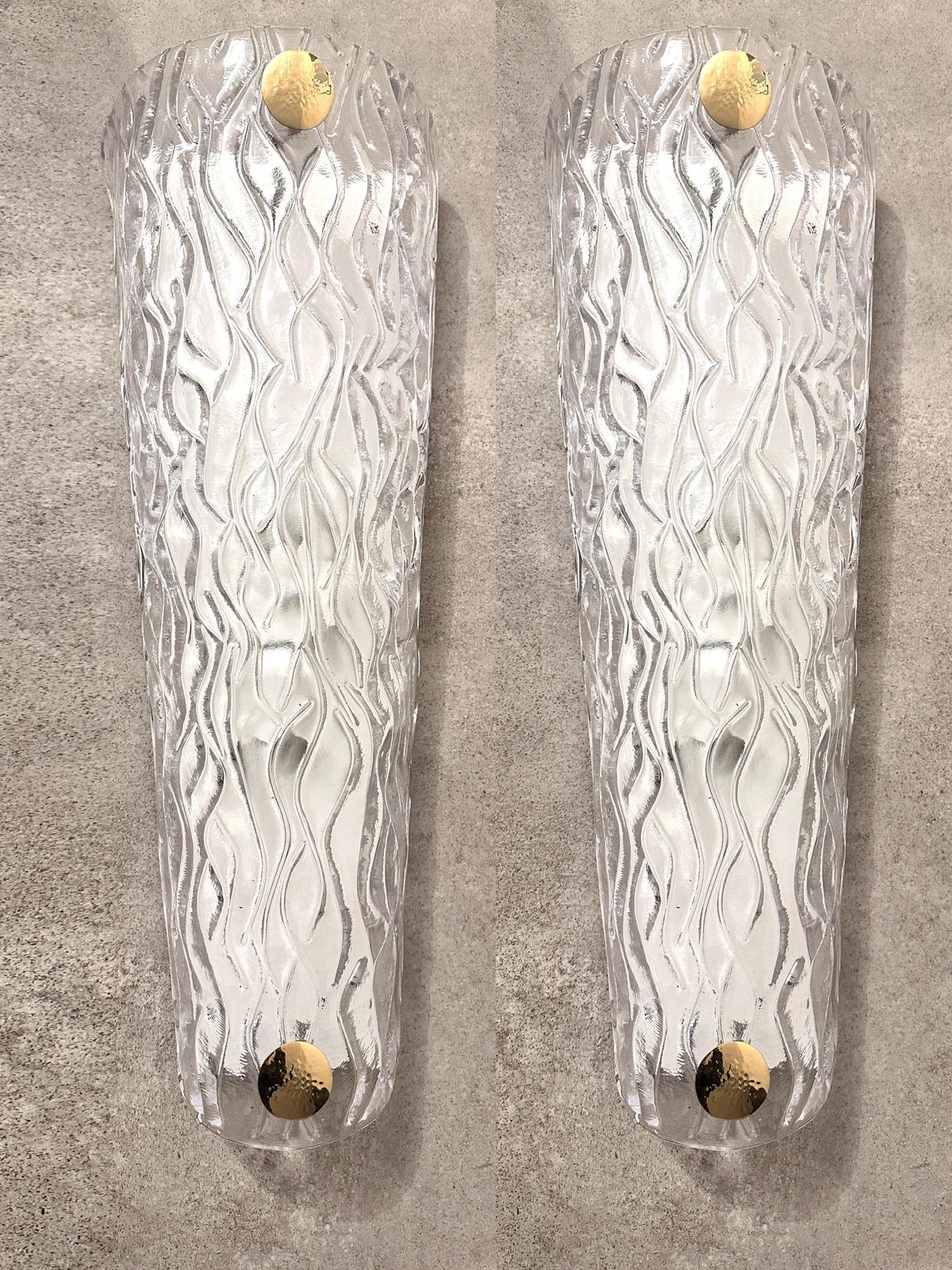Set Of Twio Huge Italian Clear Murano Glass Wall Sconce In Mid Century Modern Style photo buy