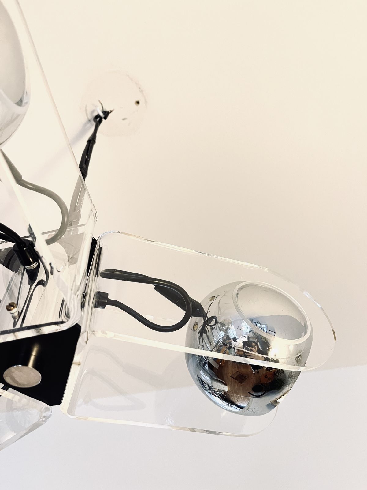 Vintage Chrome & Acrylic Pendant Lamp In The Style Of Gino Sarfatti, Space Age, Italy, 1970s photo vinterior