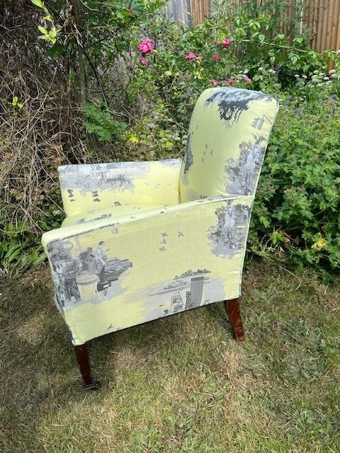 Edwardian Armchair Newly Reupholstered And Covered In Timorous Beasties New York Toile photo 450.0