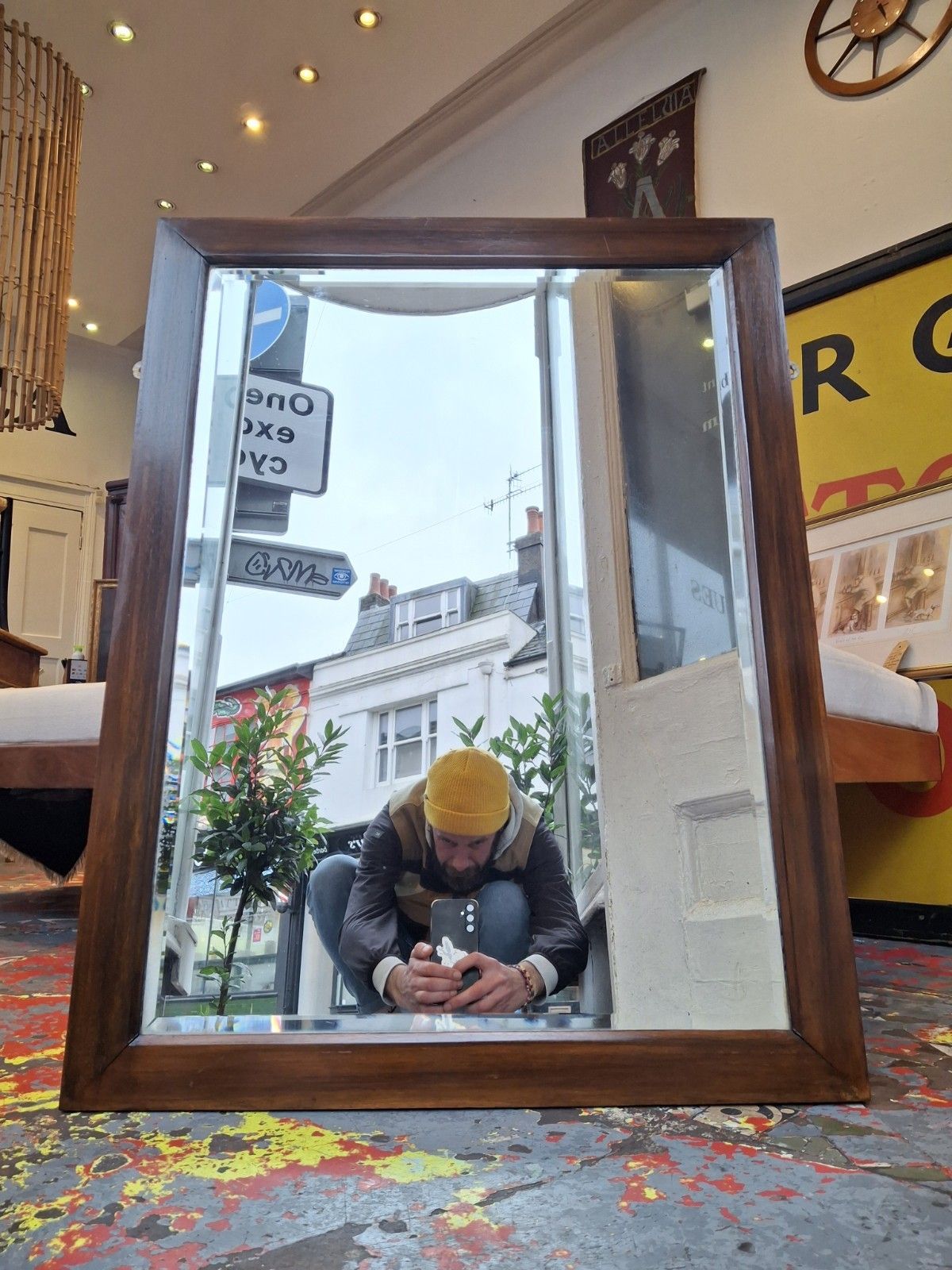 Early 20th Century Rosewood Framed Bevelled  Wall Mirror. photo for sale