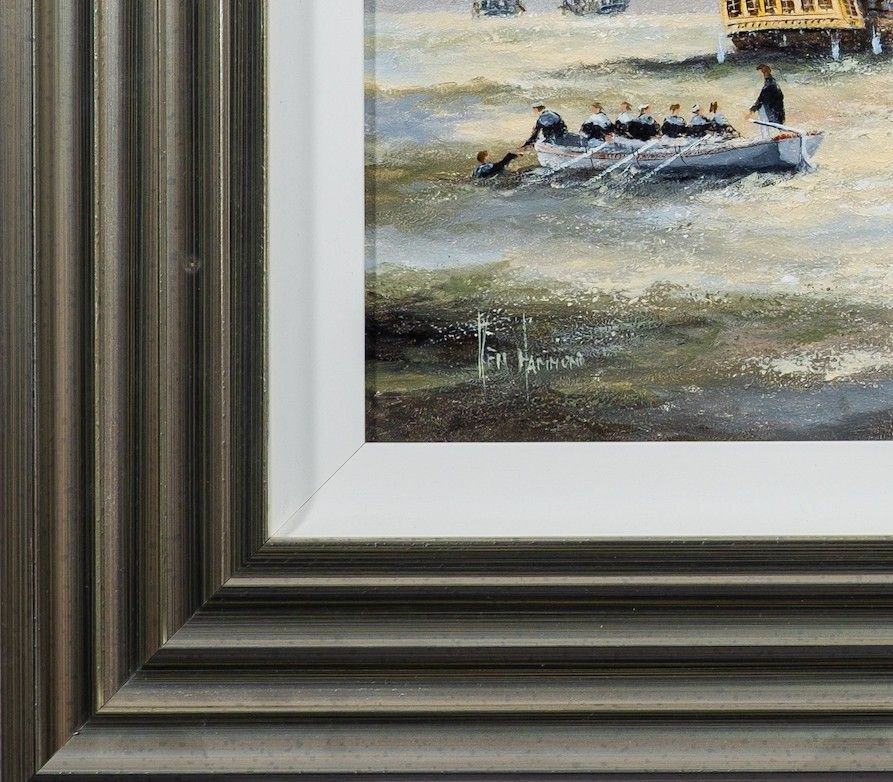 Tall Masted Ships At Full Sail By Ken Hammond (B 1948) Seascape Oil Painting photo vinterior