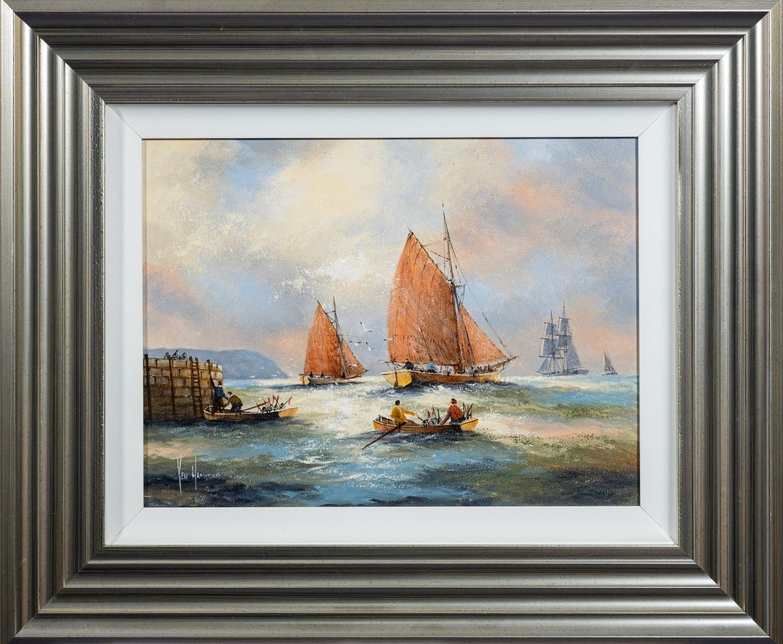 Ken Hammond (British B.1948) Sailing Boats Nautical Seascape Oil Painting photo buy