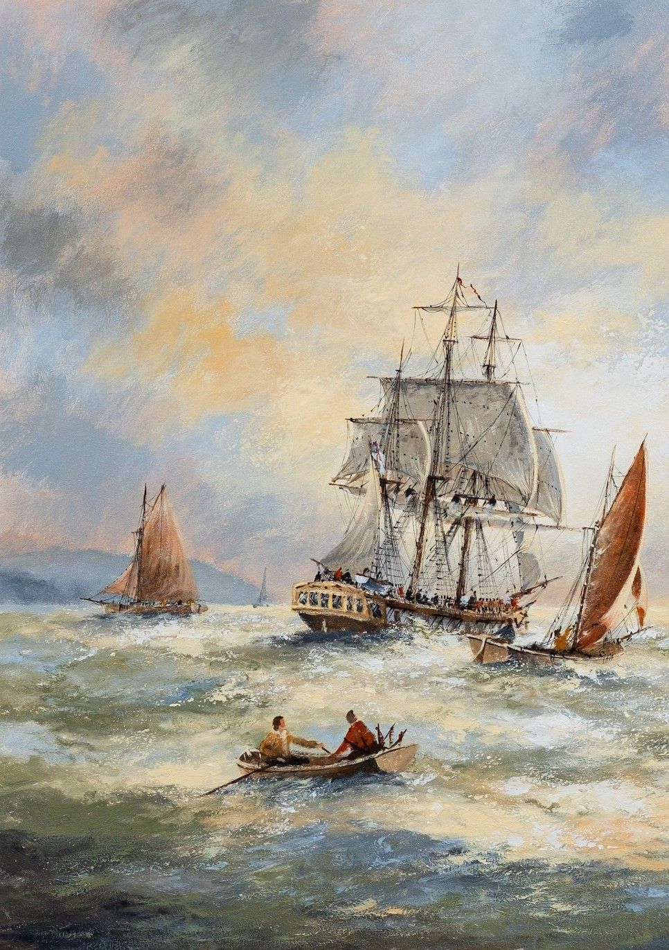 Ken Hammond (British B1948) Sailing In Chopp Seas Maritime Seascape Oil Painting photo Art