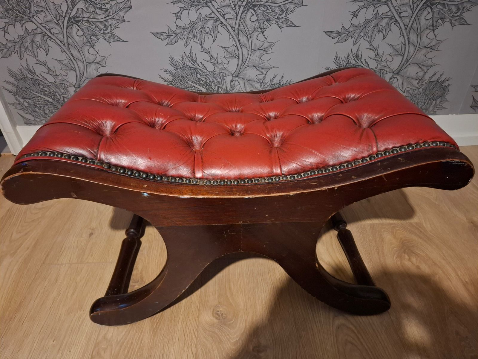 Vintage Chesterfield Oxblood  Leather Slipper Armchair And Footstool photo furniture