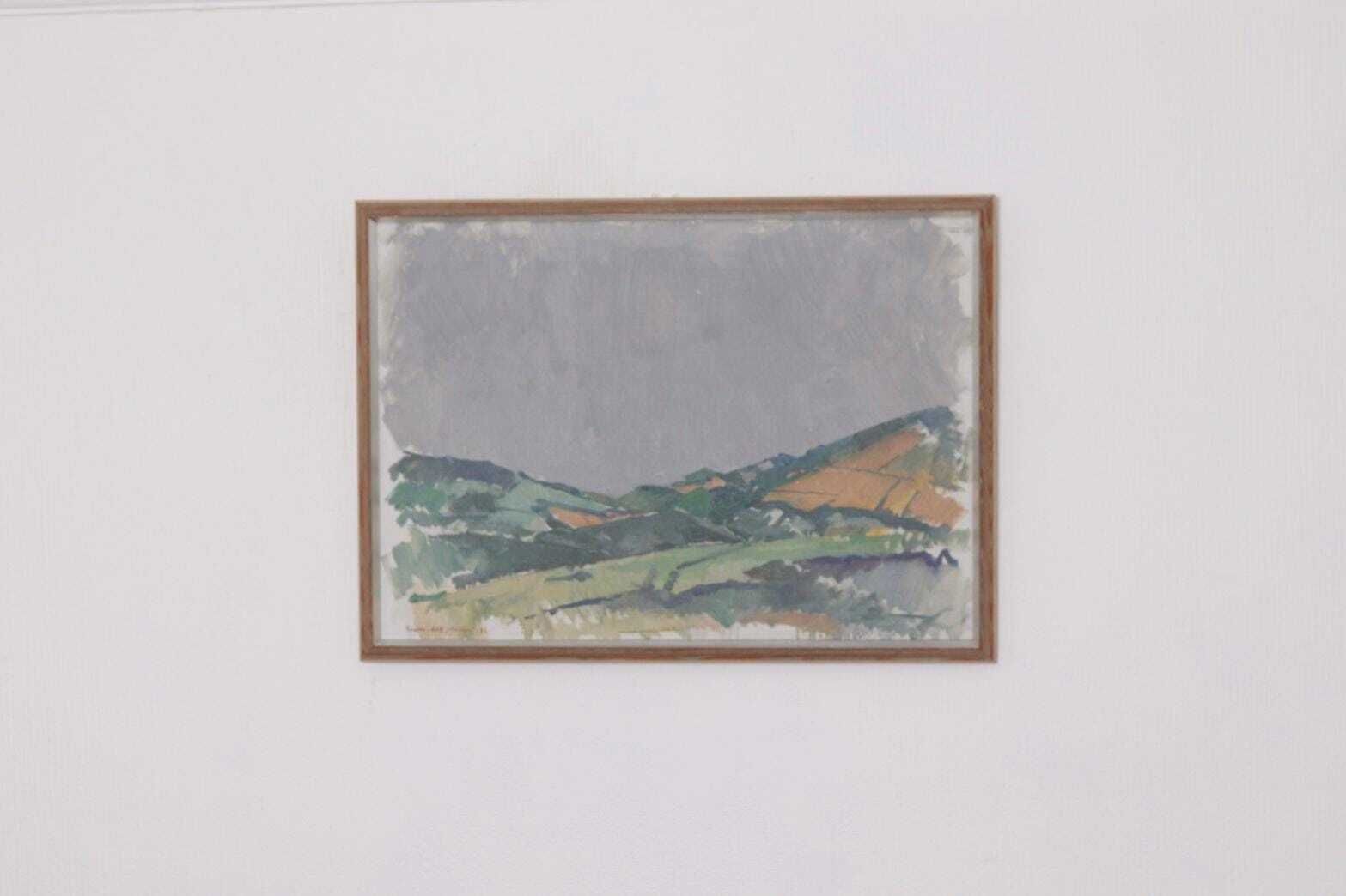 Original Swedish Oil On Canvas – “Valley” By Gustav Adolf Johansson – Vintage 1972, Framed 45 × 61 Cm (17.7" × 24") photo furniture