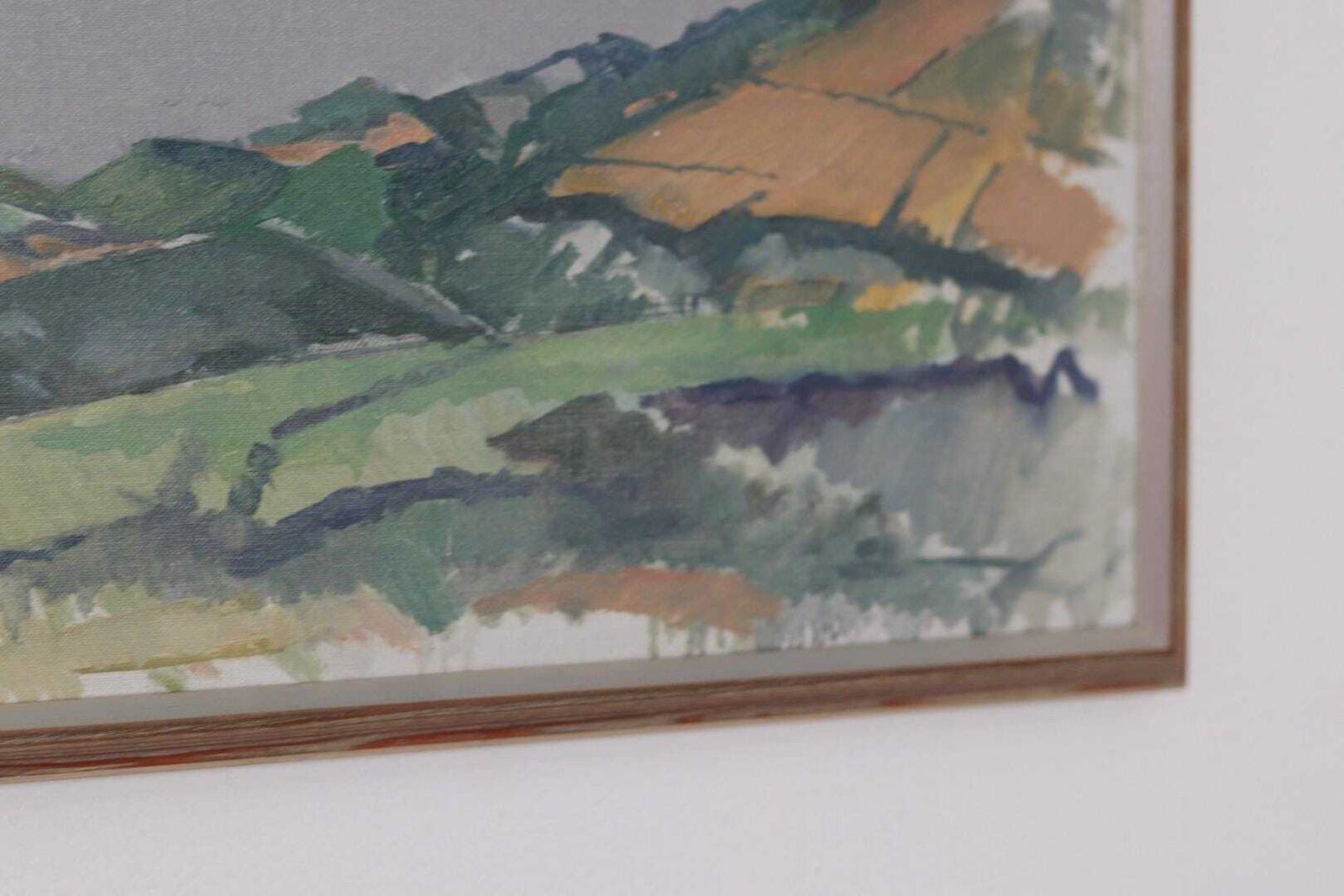 Art Original Swedish Oil On Canvas – “Valley” By Gustav Adolf Johansson – Vintage 1972, Framed 45 × 61 Cm (17.7" × 24") photo