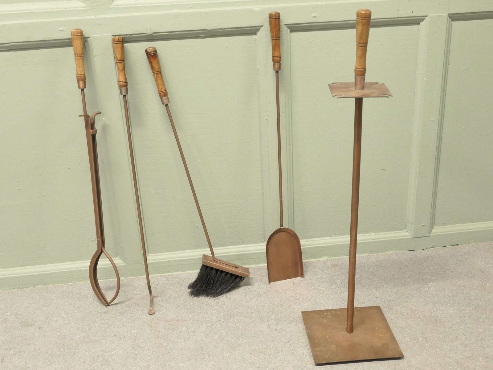 Stylish Arts And Crafts Copper Fireside Companion Set, Fireside Tools photo Home Fixtures