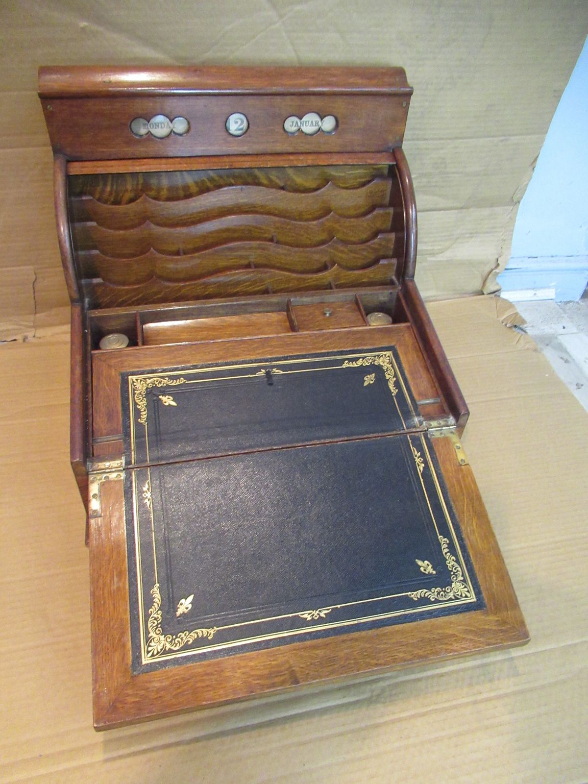 Late Victorian  Oak Stationary / Date  Cabinet