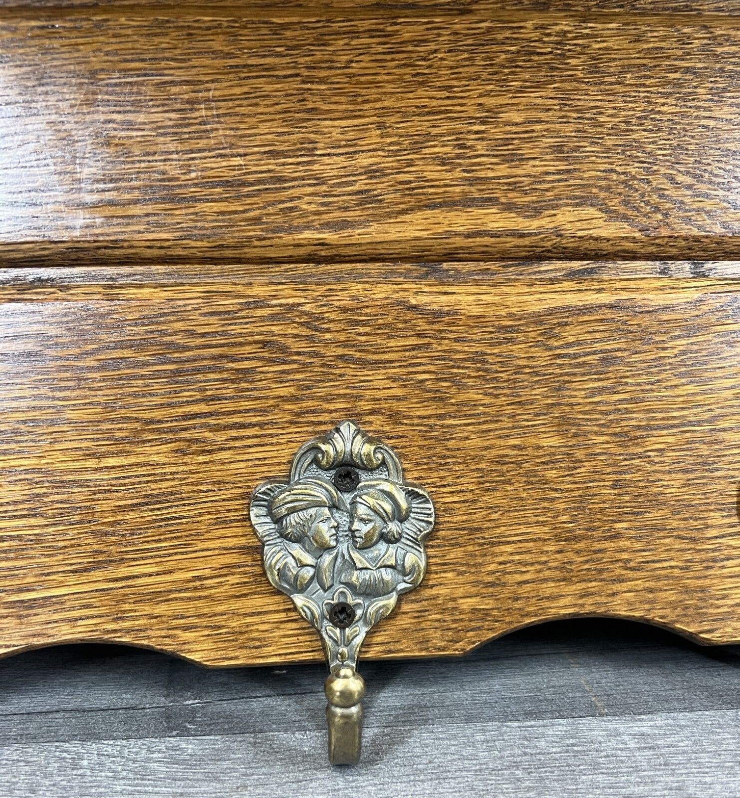 French Vintage Style Coat Rack Oak 5 Hooks Ornate Wall Shelf Coat Lot 4724 photo 249.0