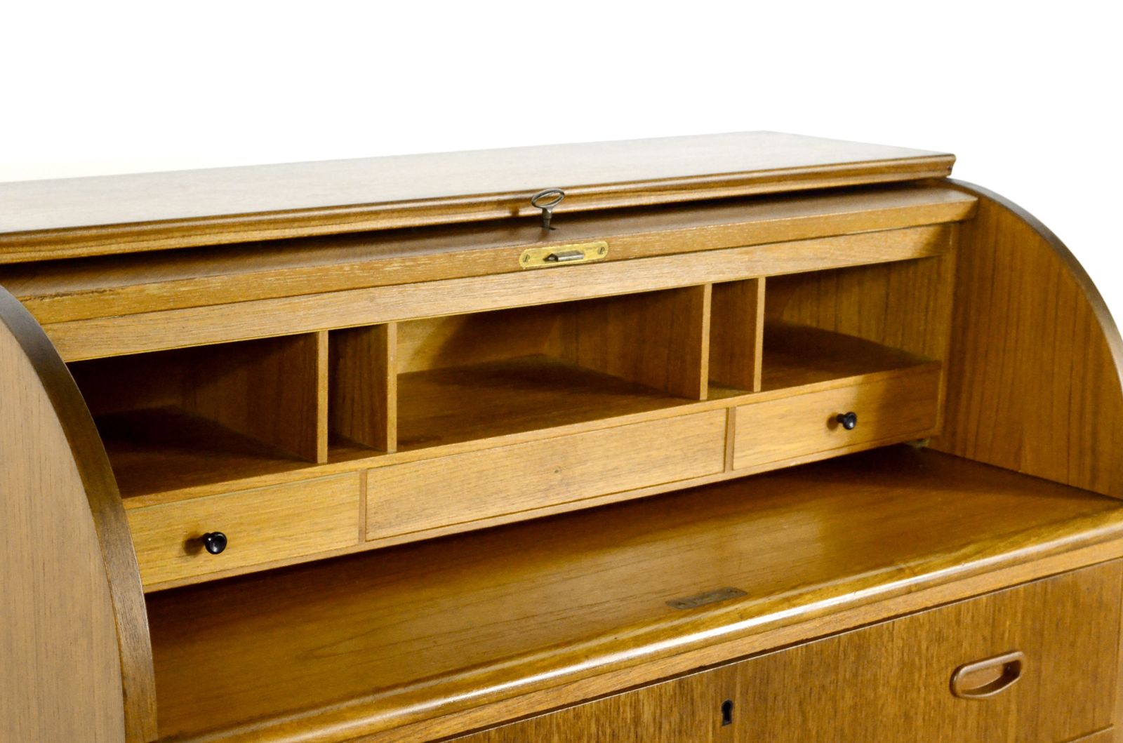 Mid Century Swedish Teak Bureau/Desk With Rolling Top By Egon Ostergaard photo buy