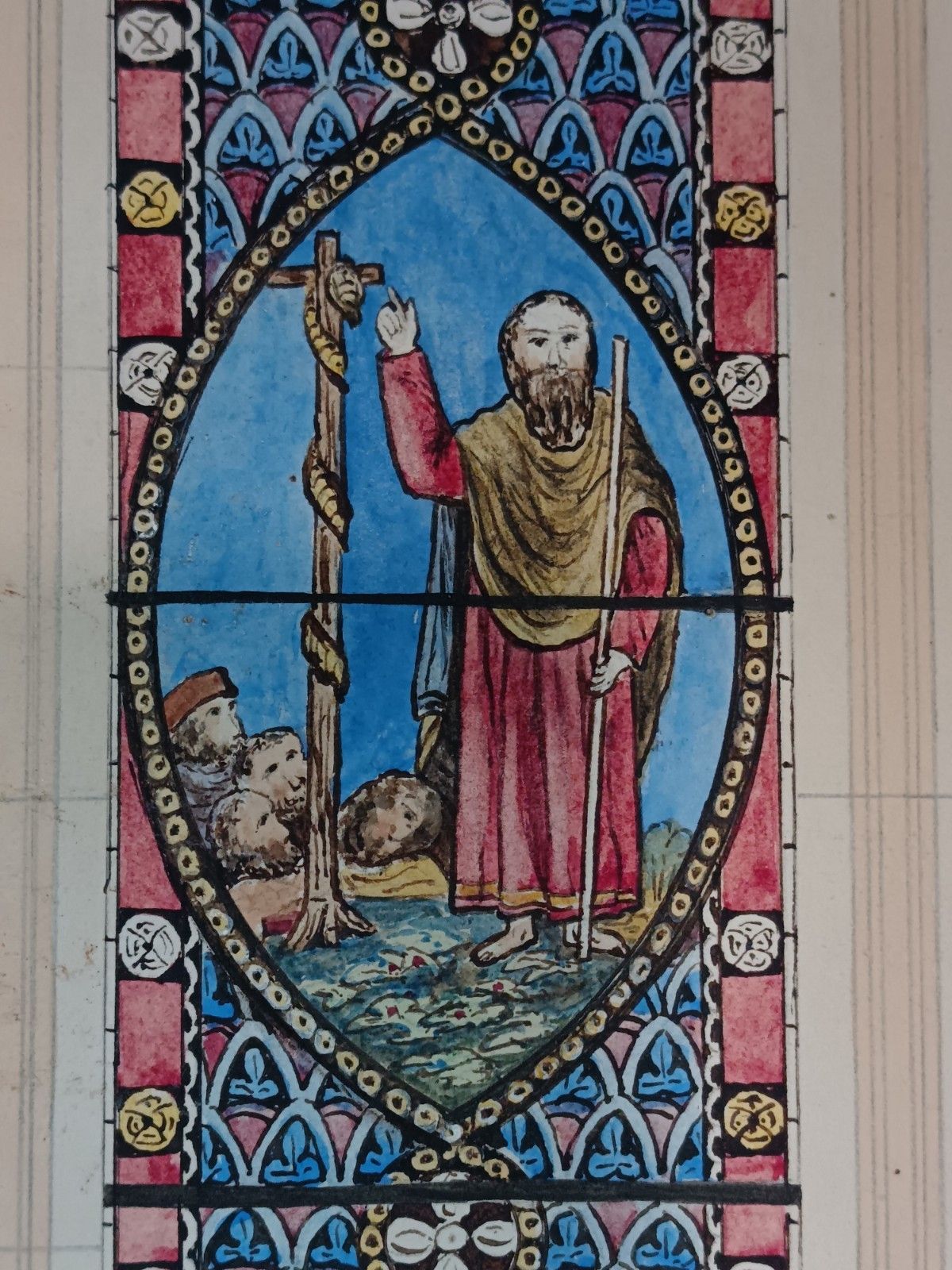 Large Victorian Stained Glass Cartoon – Saint John The Baptist – C.1870 33x48cm photo vinterior