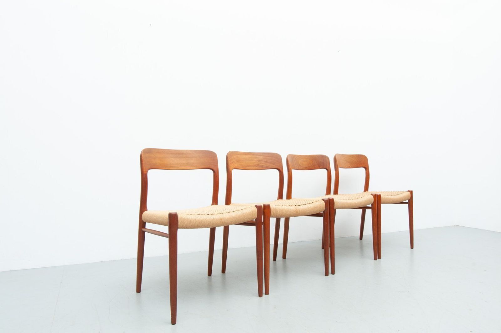 Vintage Model 75 Dining Chairs In Teak By Niels Otto Møller For J. L. Møller Møbelfabrik, 1950s, Set Of 4 photo vinterior