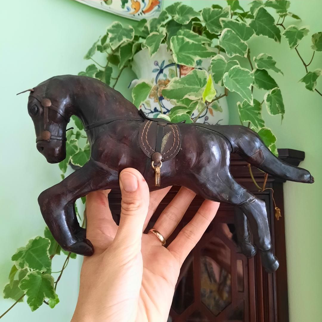 Mid Century Liberty's Style Leather Wrapped Horse Statue Equestrian Figure Sculpture photo 68.0