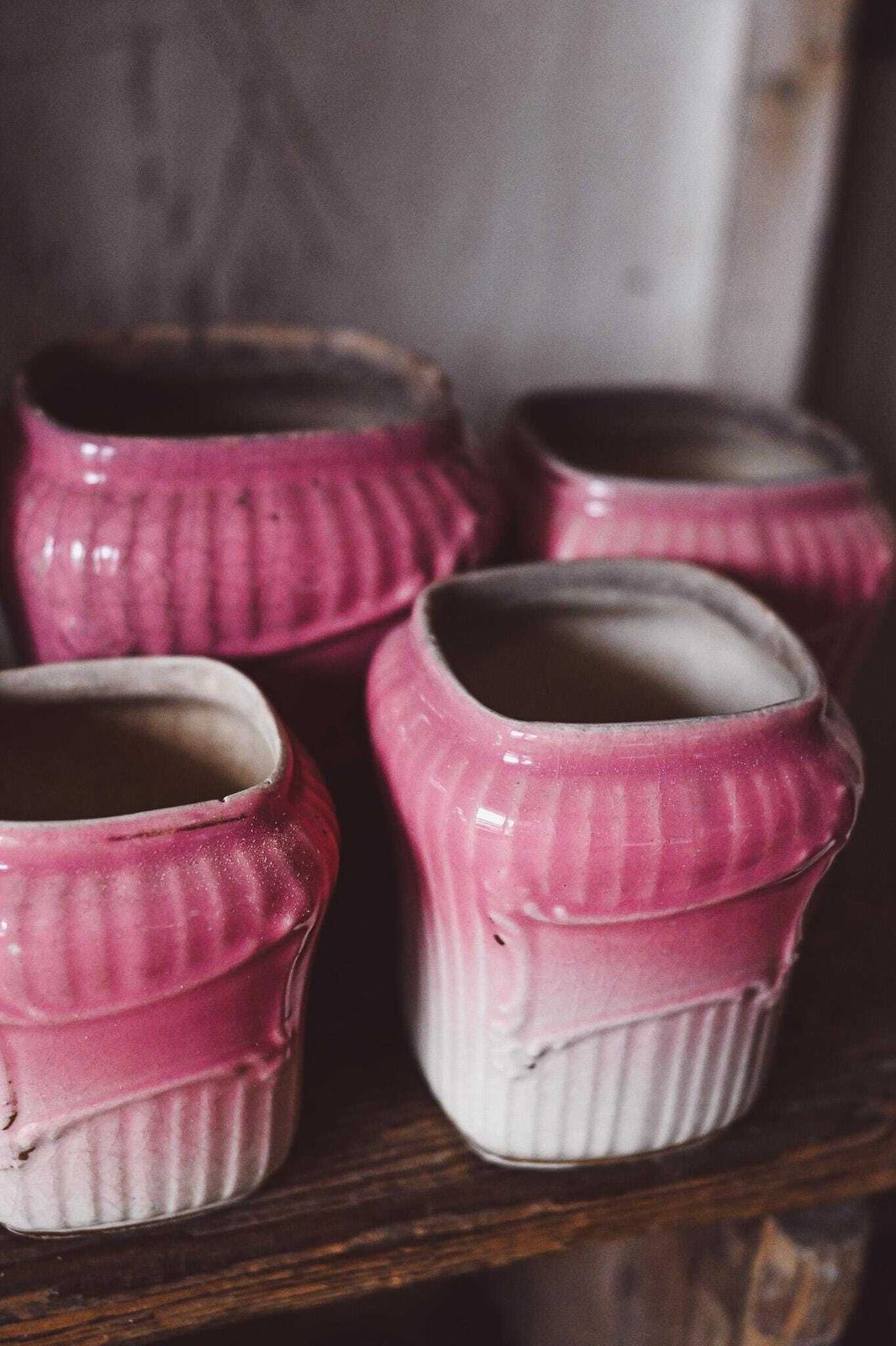 French Terre De Fer Pink Pottery Jars Set | Antique Ceramic Storage | Ombre Glaze | French Kitchen Decor 8 13.5cm photo vinterior