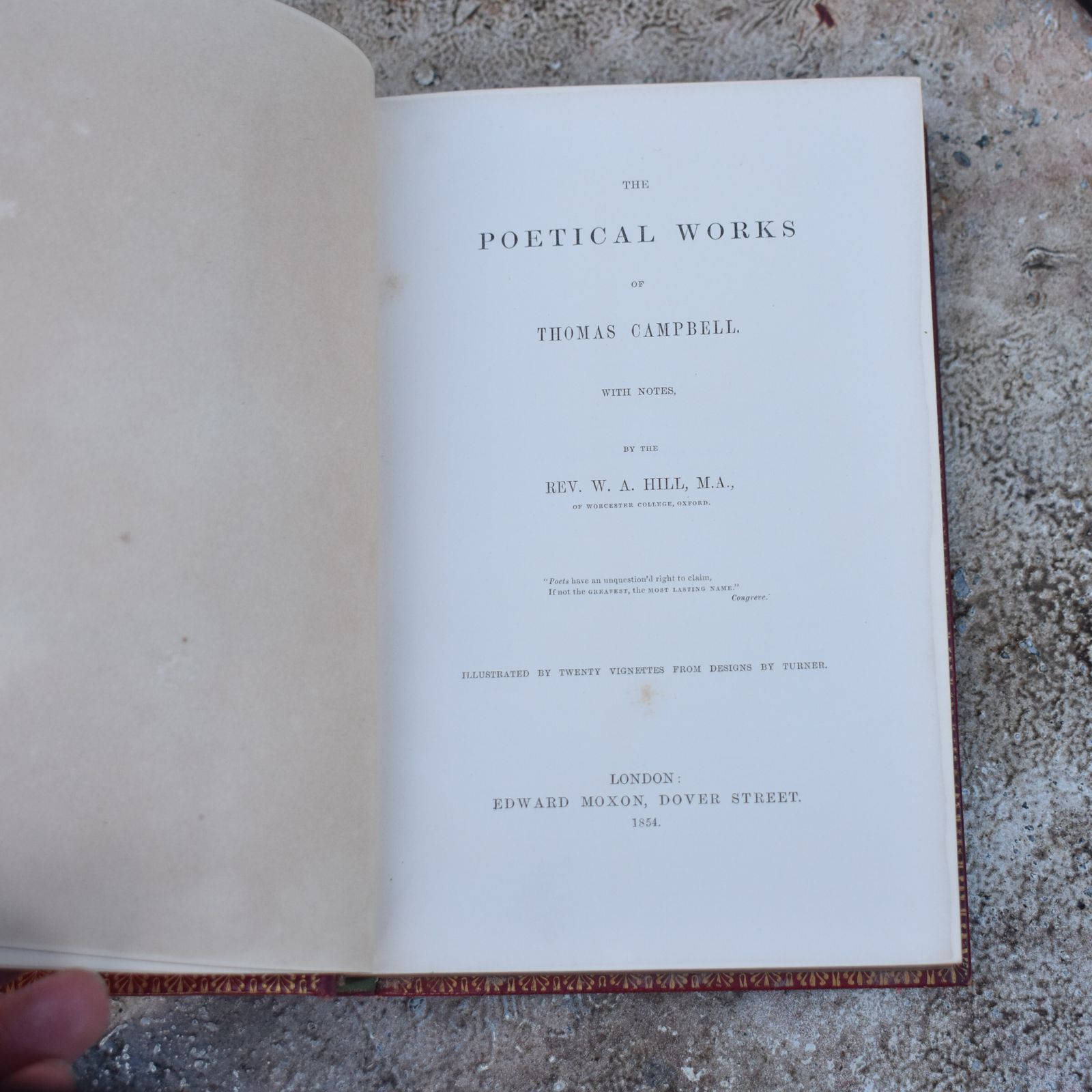Antique 1854 Cambell's Poetical Works Royal Masonic Prize Giving Leather Book photo for sale