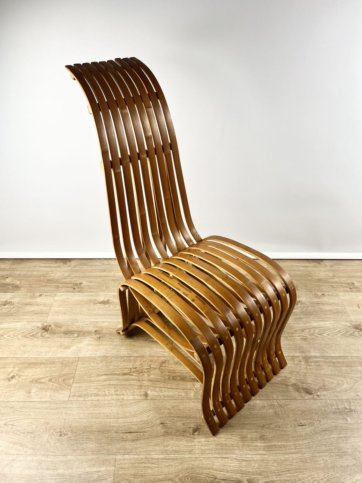 780.0 Sculptural Pair Of Bent Bamboo Chairs, Norwegian 1970s photo