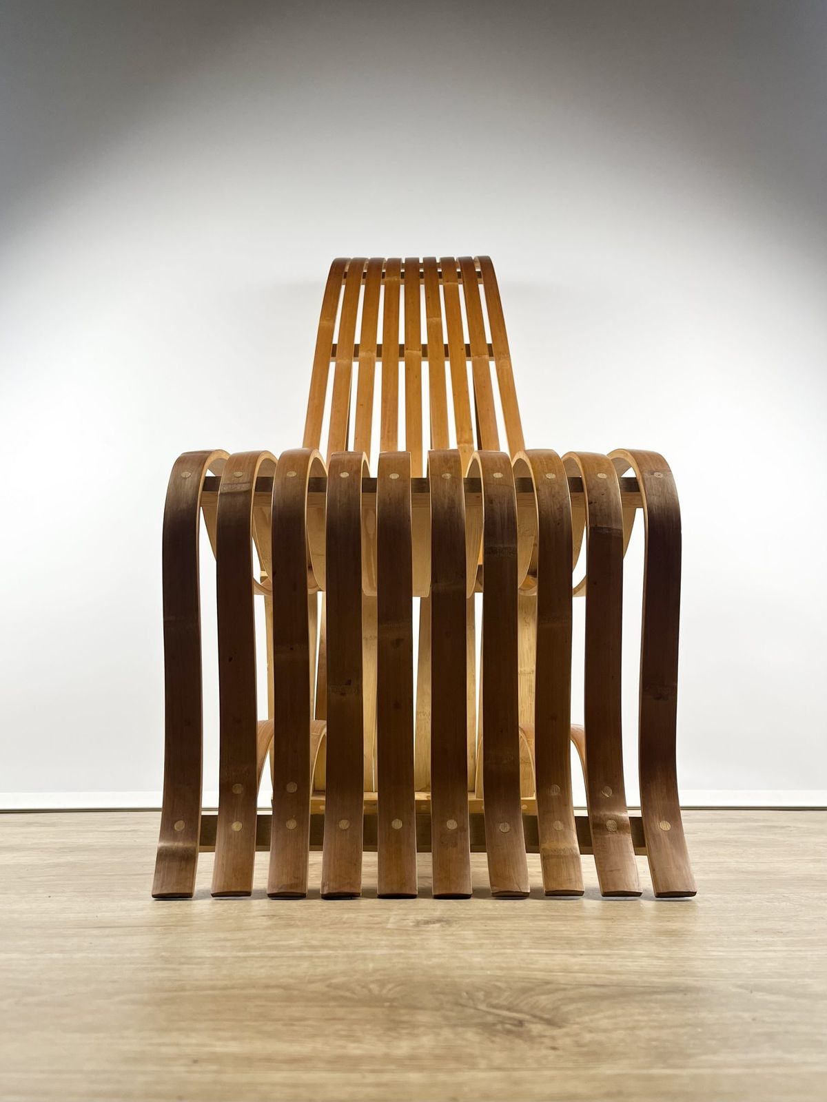 photo vintage Sculptural Pair Of Bent Bamboo Chairs, Norwegian 1970s