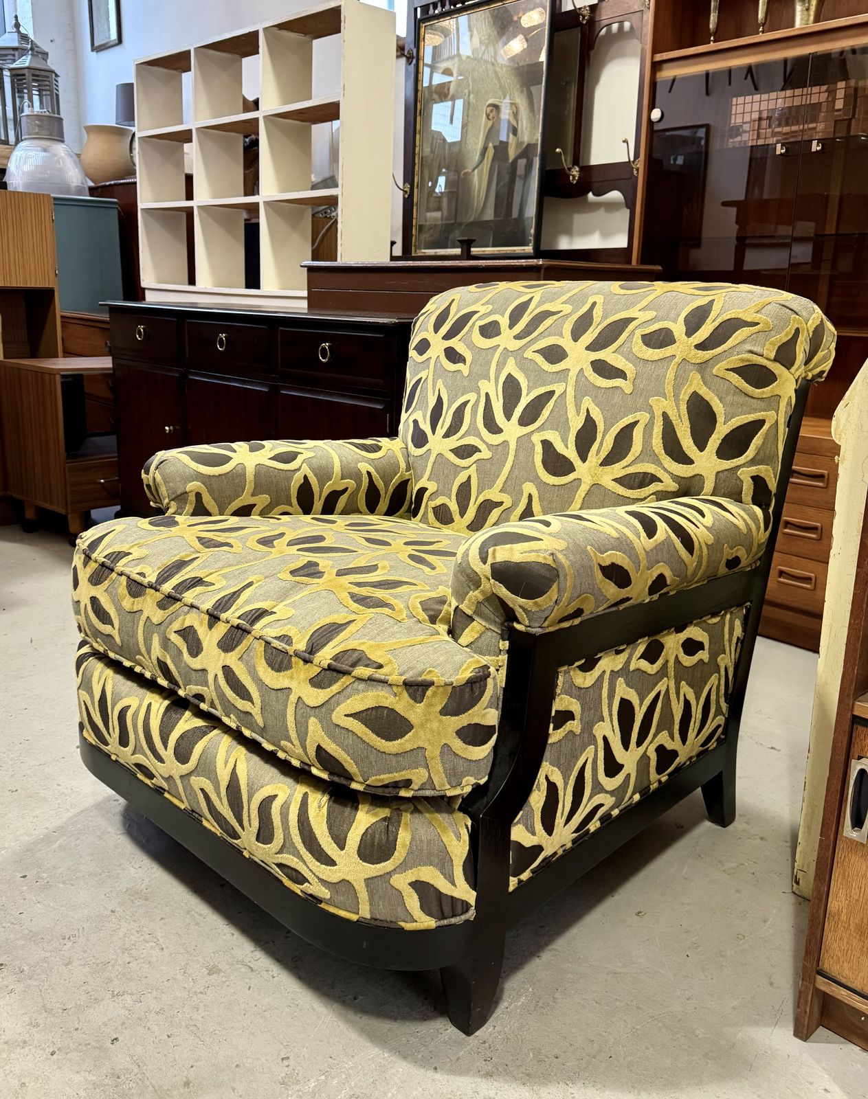 Howard Style Armchair With Yellow Floral Pattern By Century photo 495.0