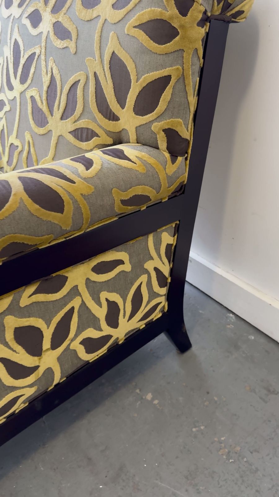 photo buy Howard Style Armchair With Yellow Floral Pattern By Century