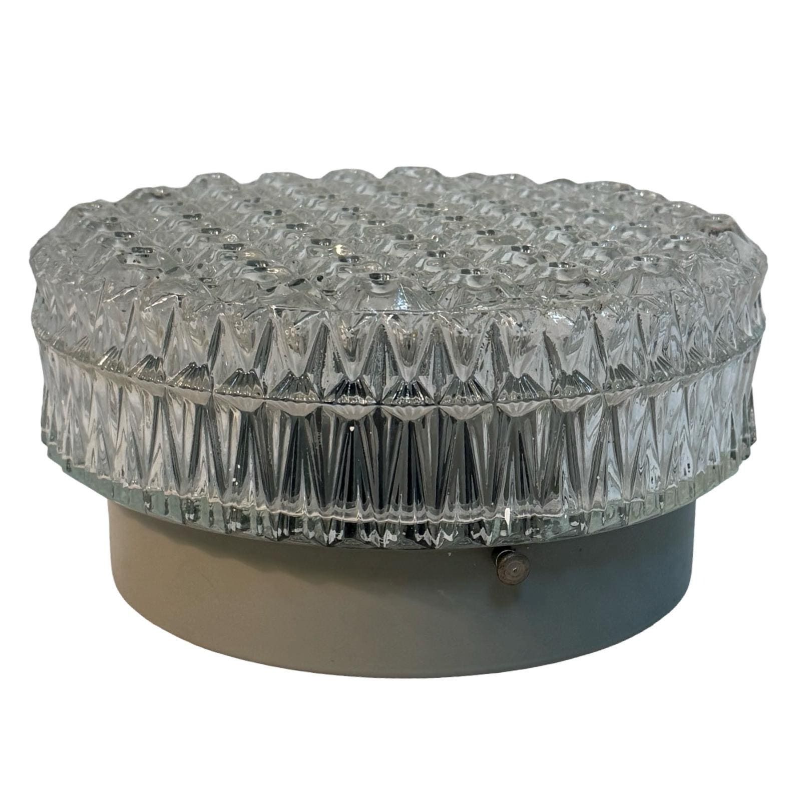 Ceiling Mounted (Or Wall Mounted) Lamp With Pressed Glass   Sconce   Midcentury Modern   Kamenický šenov , Czechoslovakia photo Lighting