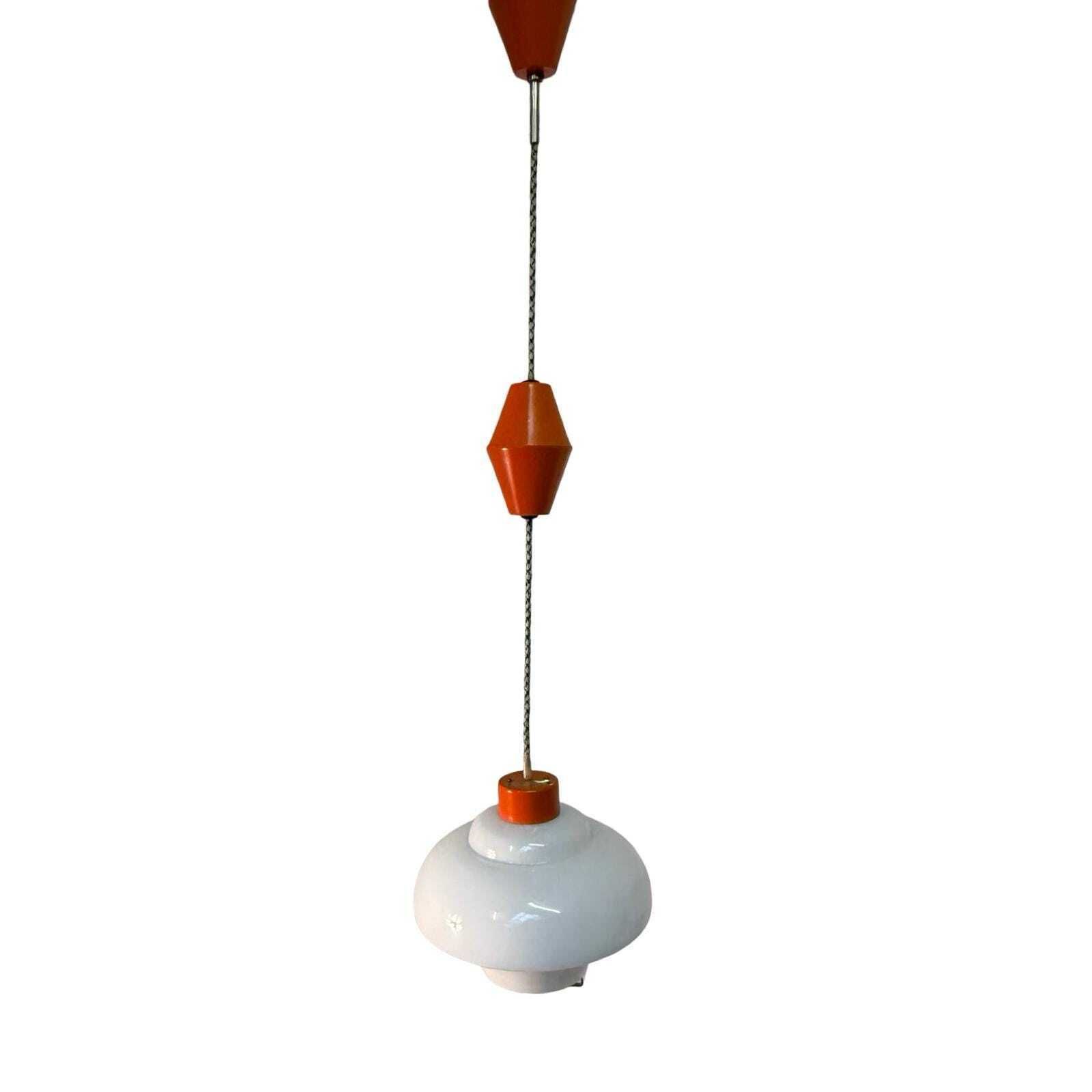 Vintage 50's Mcm Hanging Pendant   Pull Down / Adjustable   Czechoslovakia   Opaline Glass   Kamenický šenov photo furniture