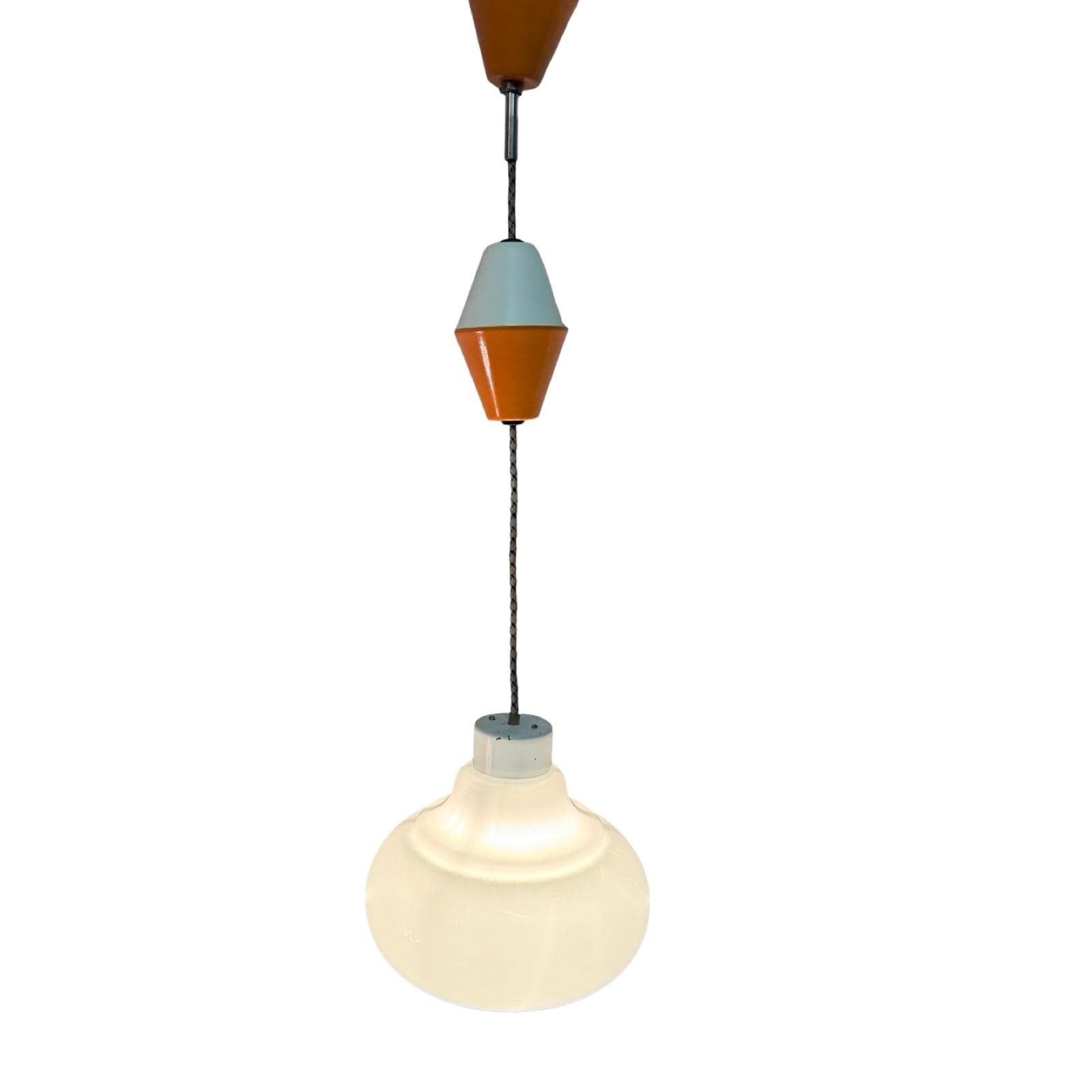 Vintage 50's Mcm Hanging Pendant   Pull Down / Adjustable   Czechoslovakia   Opaline Glass   Kamenický šenov photo furniture
