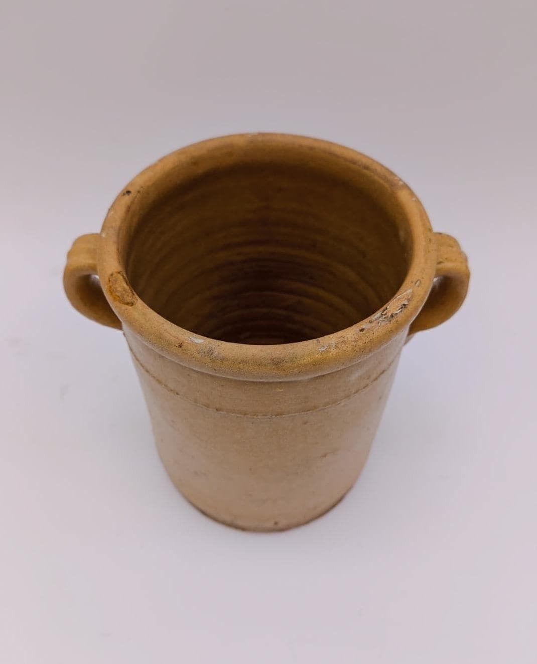 Antique Two Handled Container Made In Puglia Grottaglie Late 19th Century Ceramic Majolica Jar Vase photo vinterior