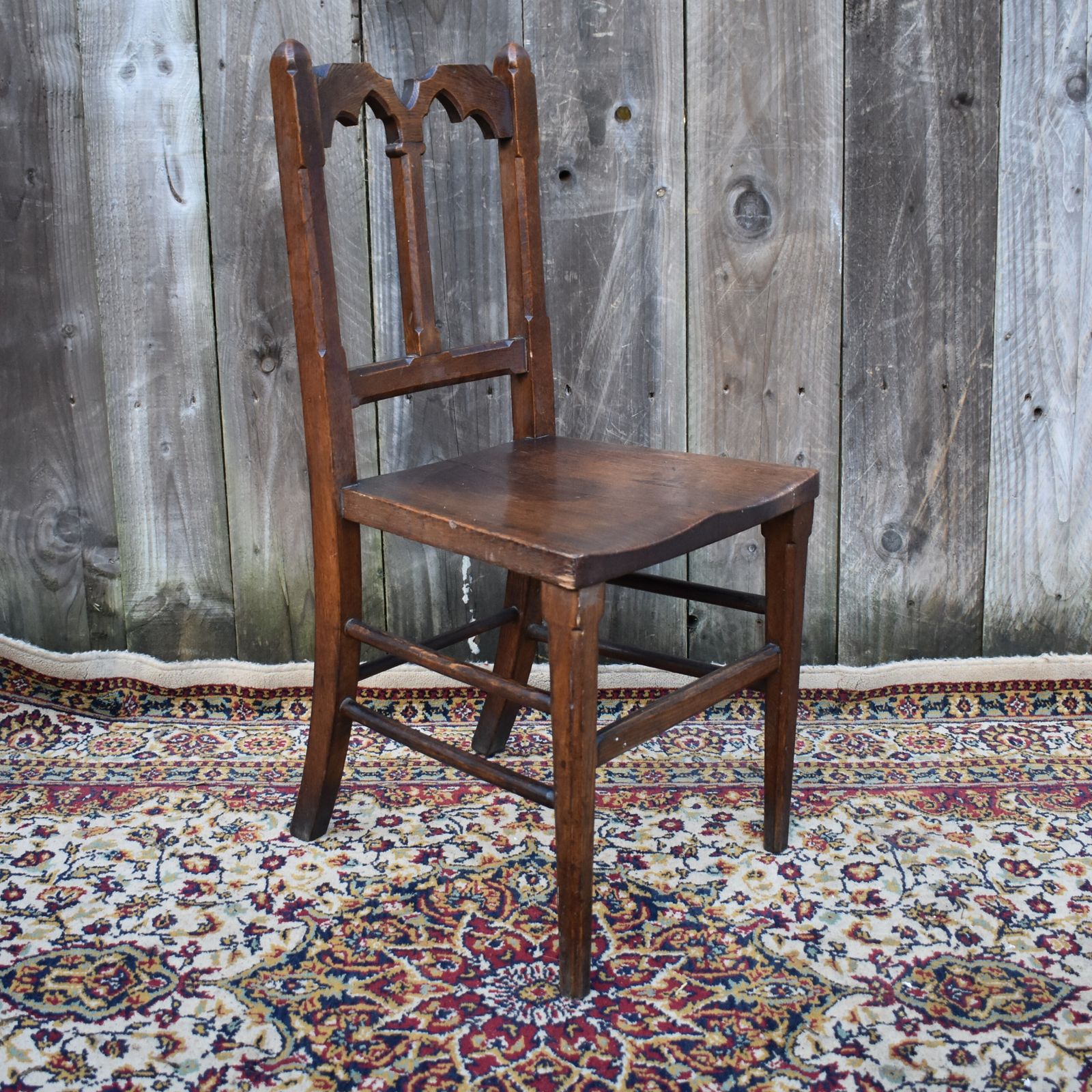 Antique Perkins Neale & Stockwell Of Leicester Oak Gothic Chapel Church Chair photo furniture